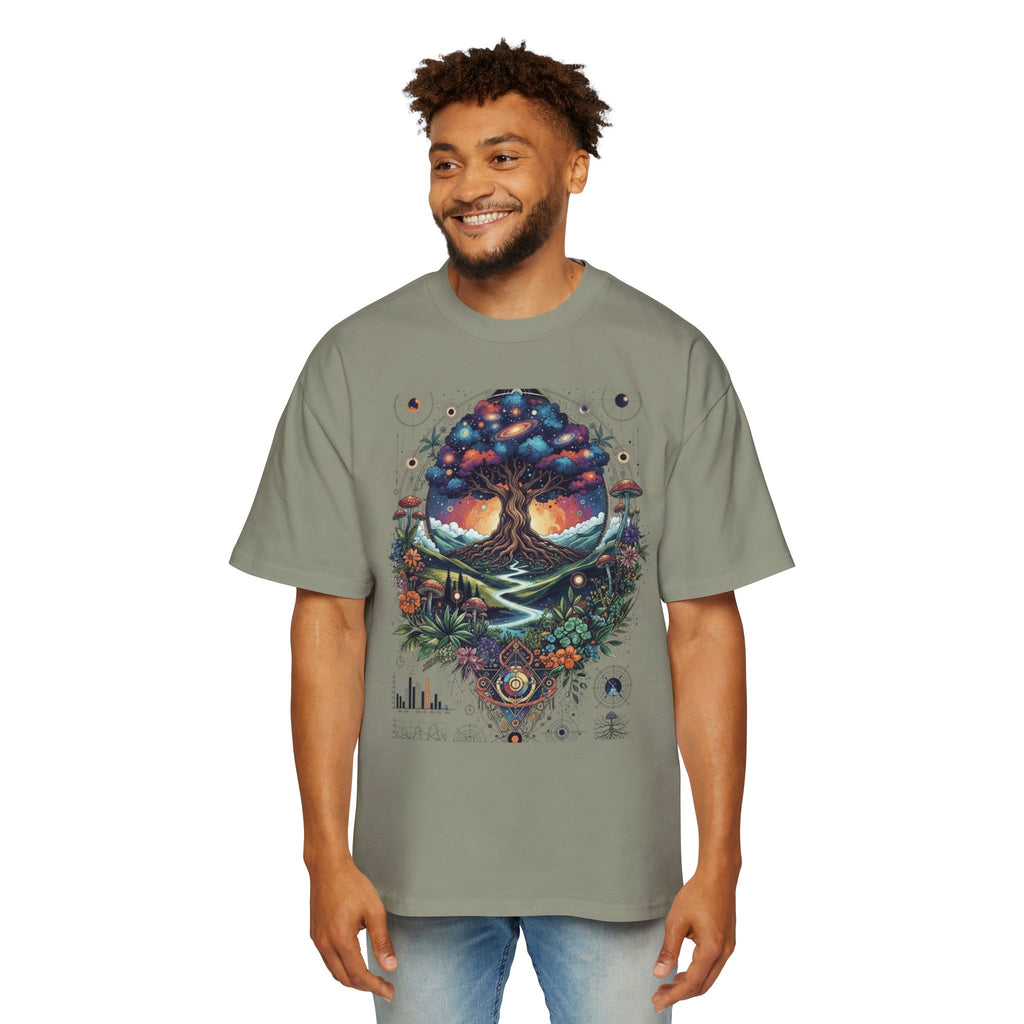 Bohemian Tree of Life Tee, Oversized Men's Shirt, Festival Wear, Nature Lover Gift, Eco-Friendly Fashion, Casual Summer Top