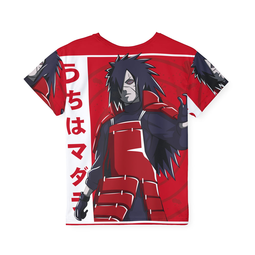 Kids Anime Madara Uchiha Jersey — Red All-Over-Print Sports Tee