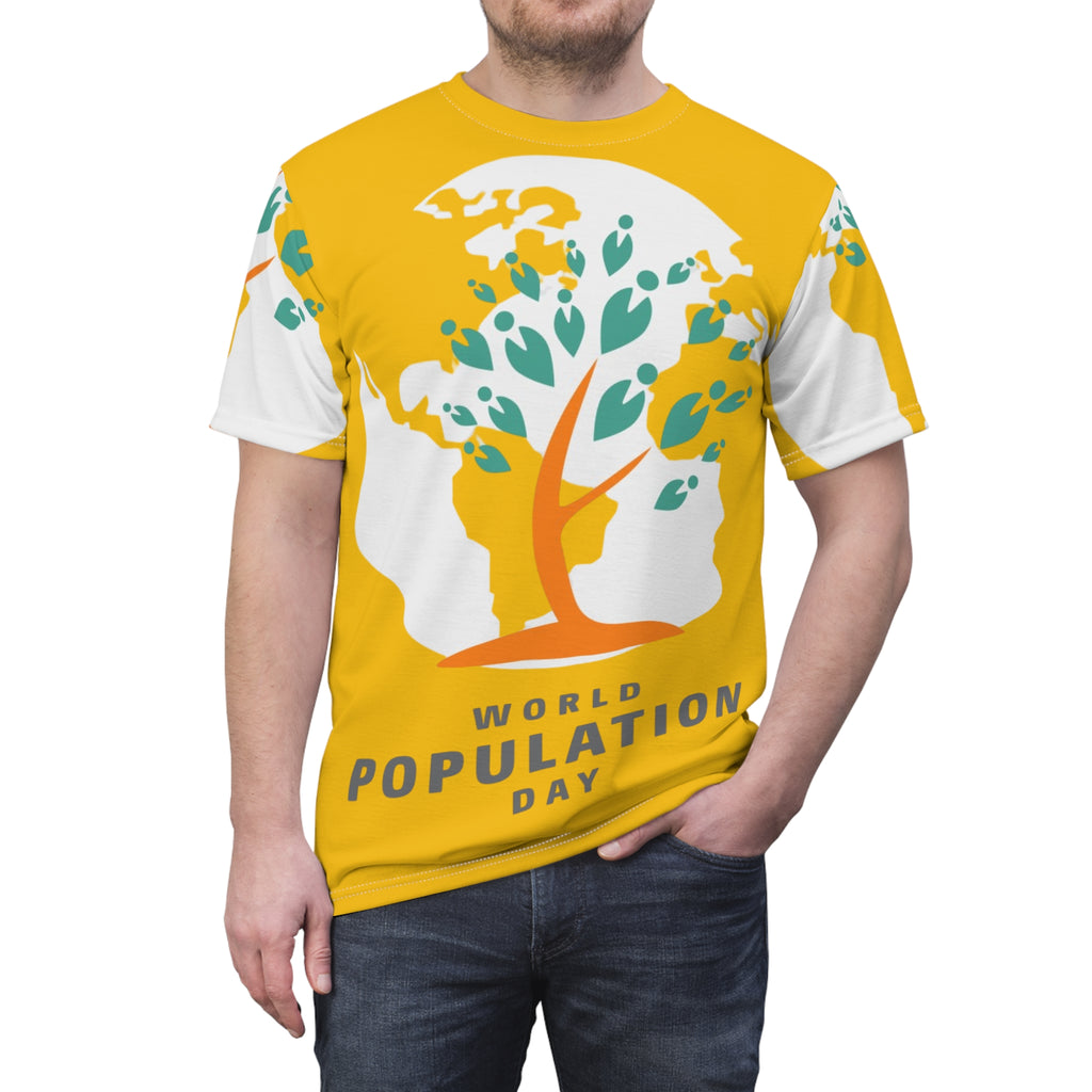 World Population Day Tee — Tree & Globe Graphic Awareness T-Shirt