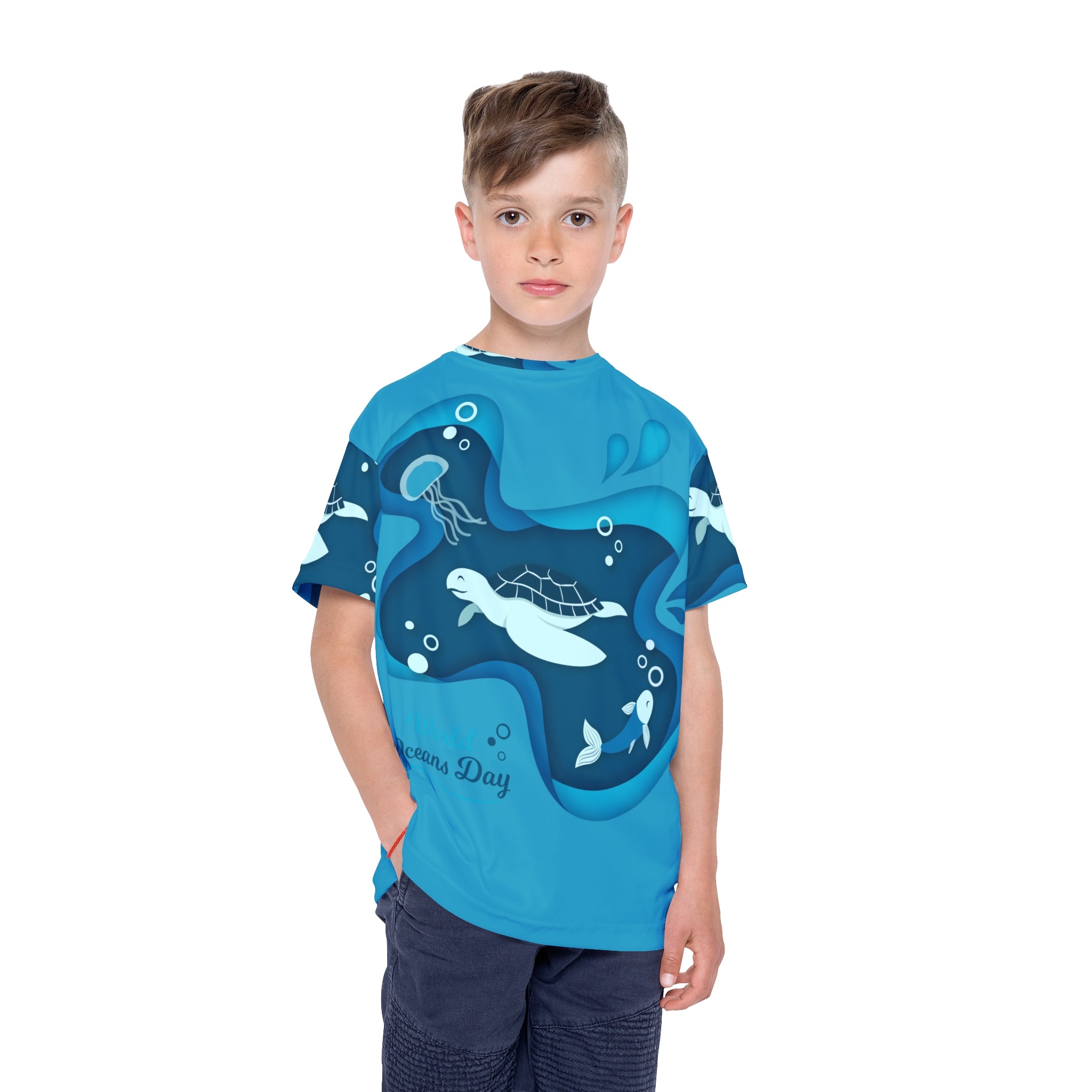 Kids Jersey – Oceans Day Turtle & Jellyfish All-Over Print