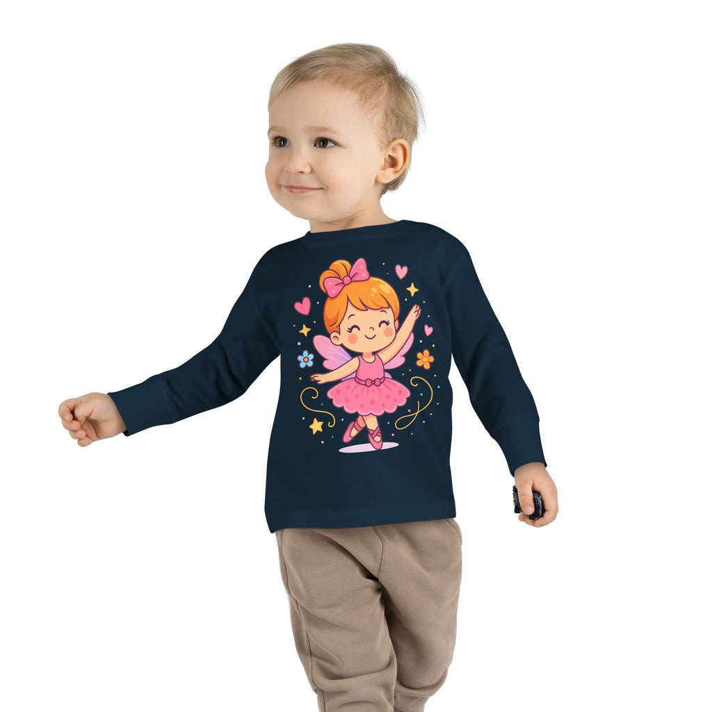 Cute Ballerina Toddler Long Sleeve Tee, Kids Dance Shirt, Toddler Gift, Ballet Costume Tee, Toddler Apparel for Birthdays, Dance Class
