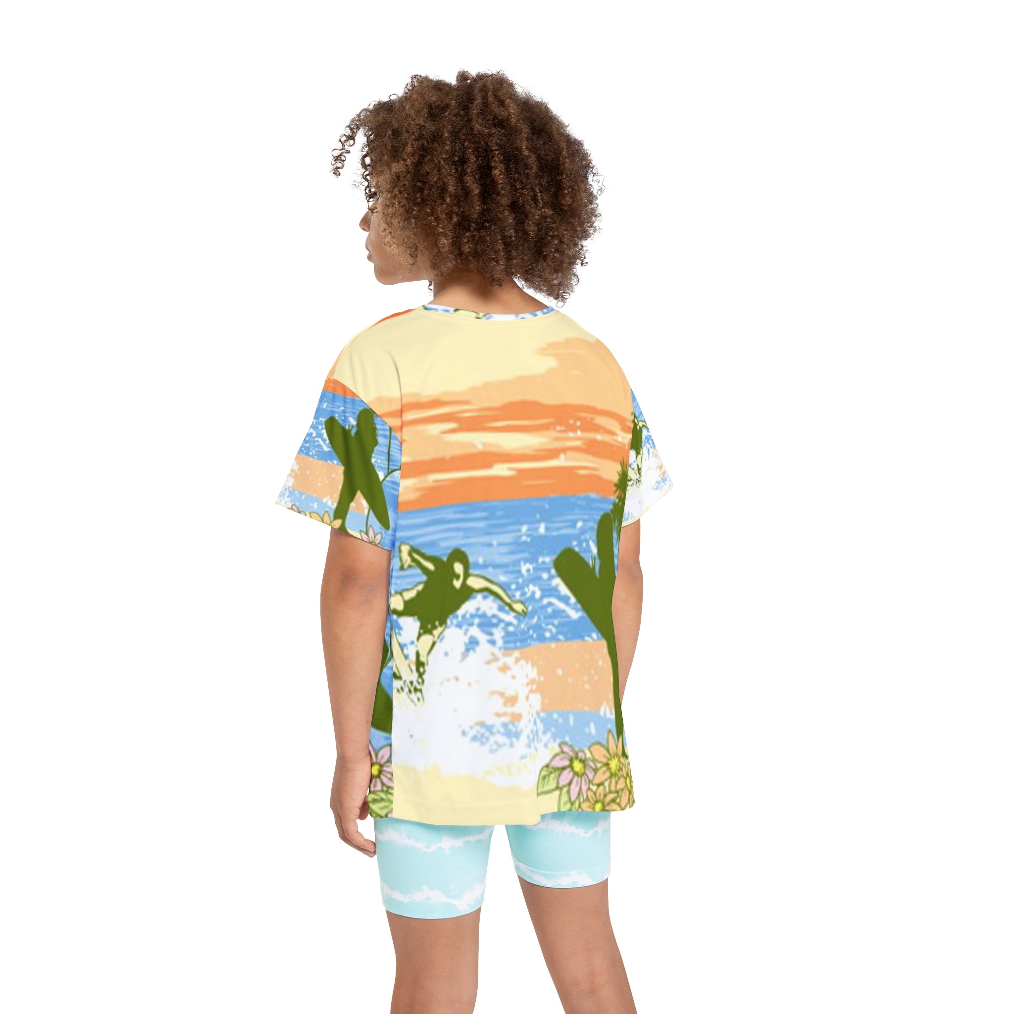 Kids Surf Sunset Jersey — All-Over-Print Beach Tee