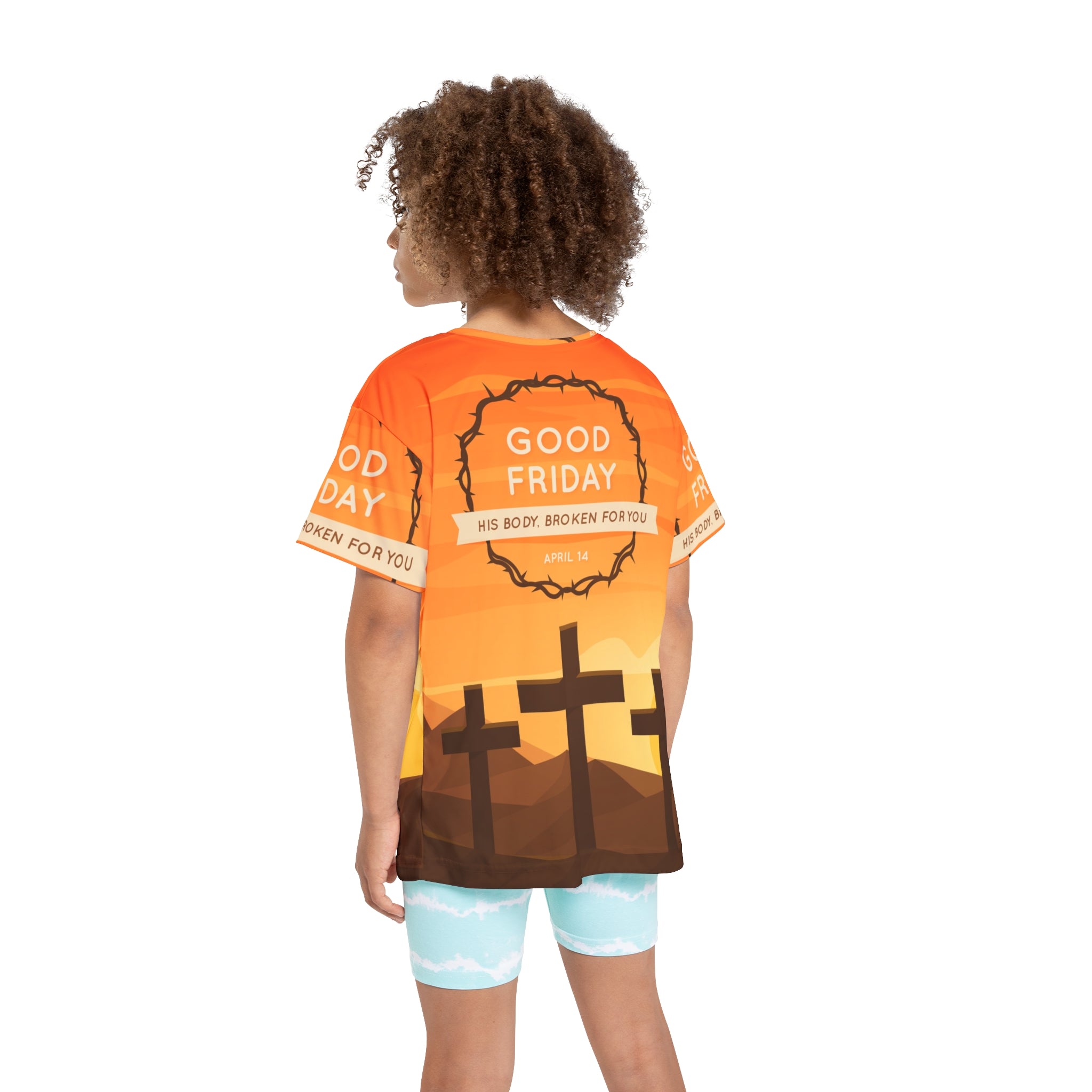 Good Friday Kids Jersey — Easter Christian Cross Graphic Tee
