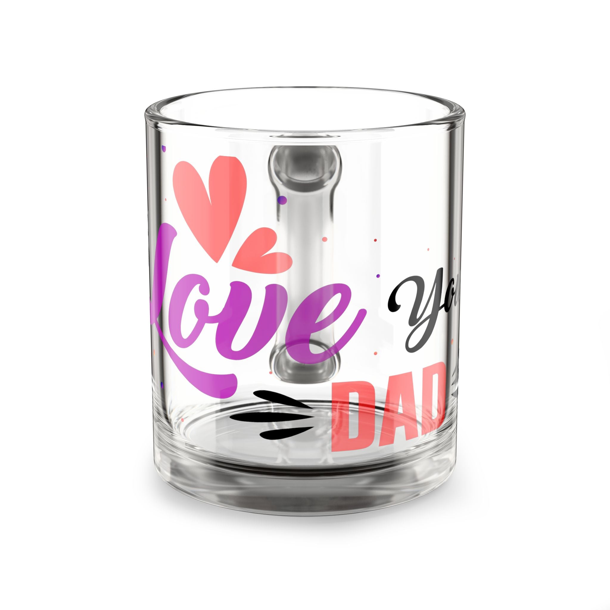 Glass Mug — "Love You Dad" Hearted Father's Day Coffee Cup (10 oz)