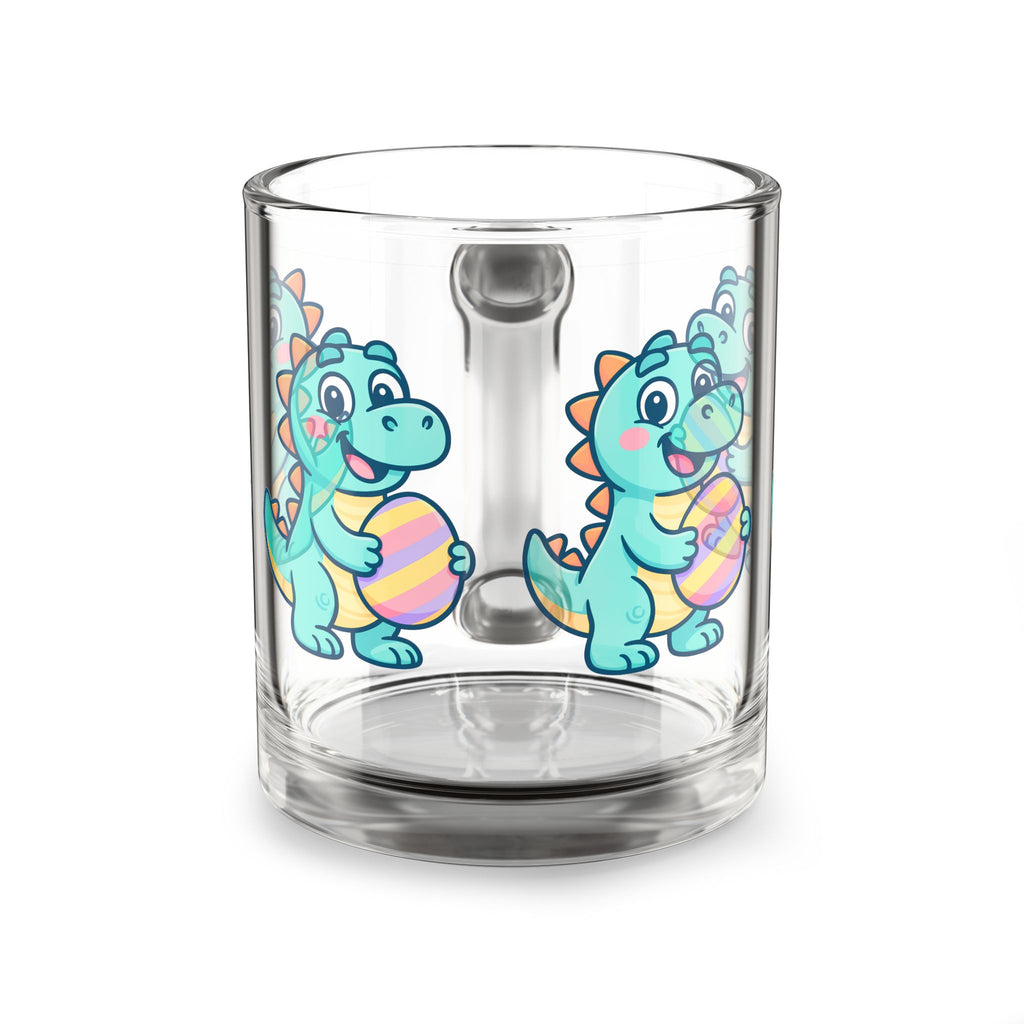 The 10oz Glass Mug Blue Dino with Rainbow Ball