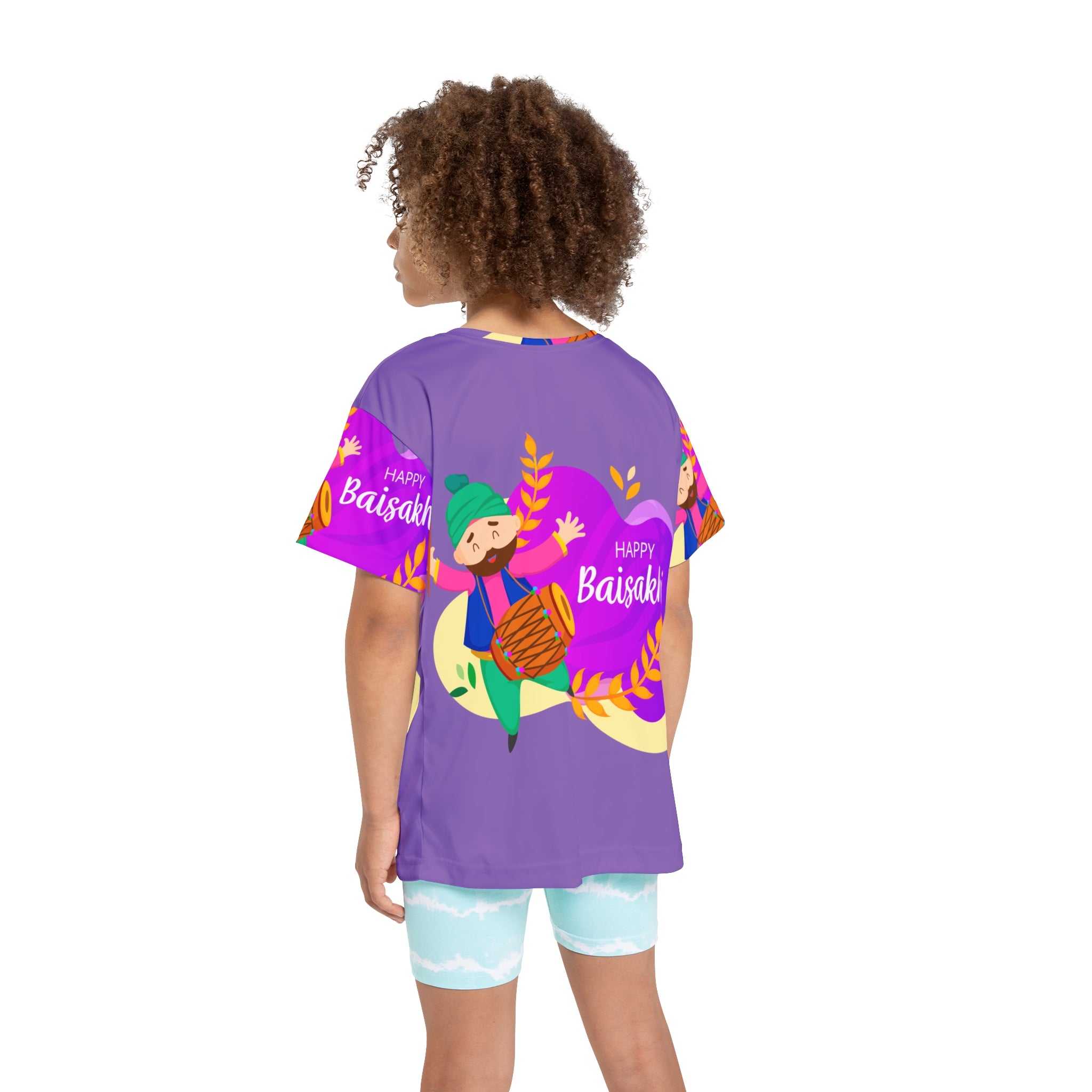 Kids Baisakhi T‑Shirt — Happy Baisakhi Punjabi Dhol Celebration Jersey