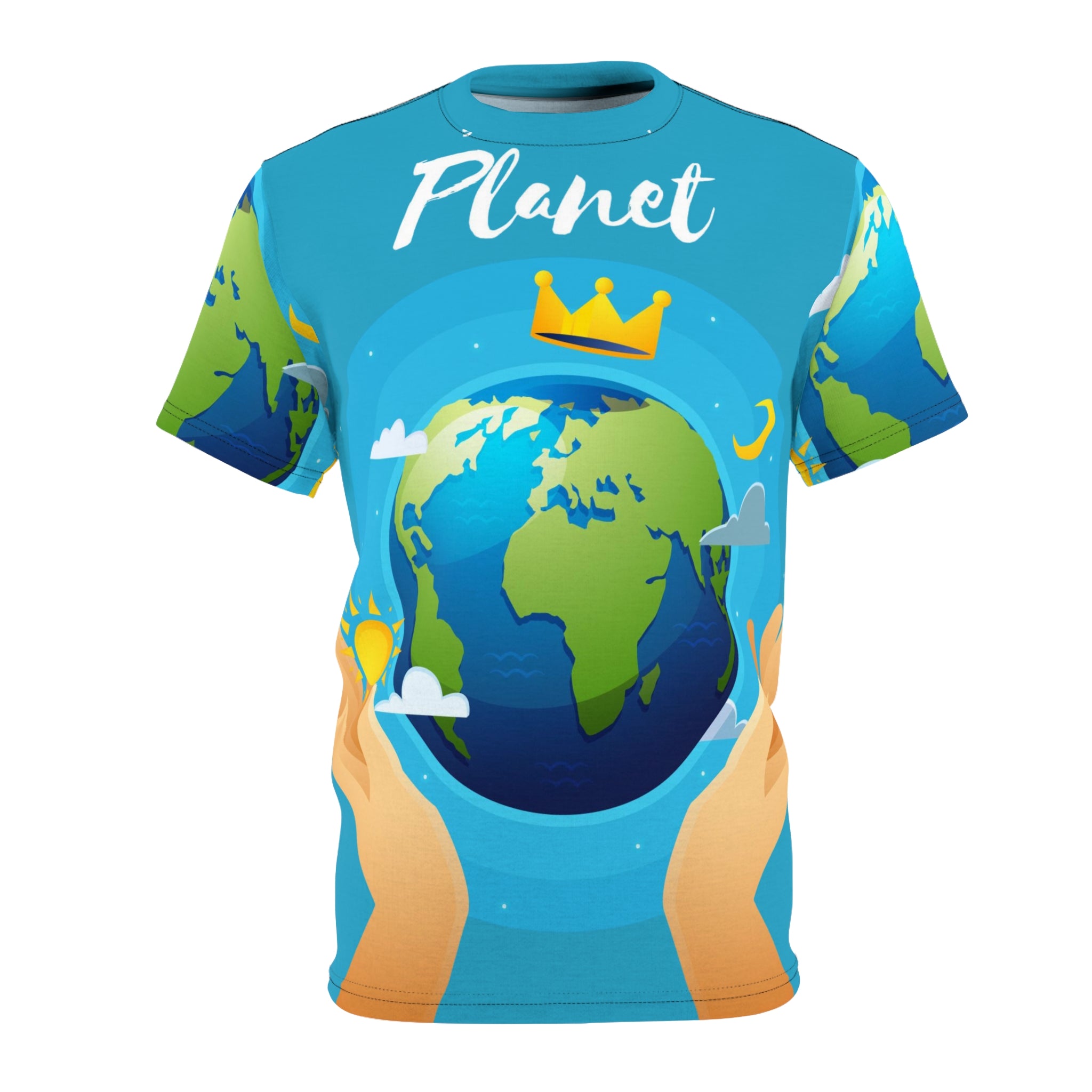 Planet Crown Graphic Tee – Earth Lover All-Over Print Shirt