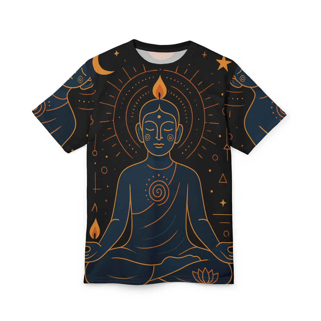 Meditation Buddha T‑Shirt — Cosmic Zen All‑Over Print Tee
