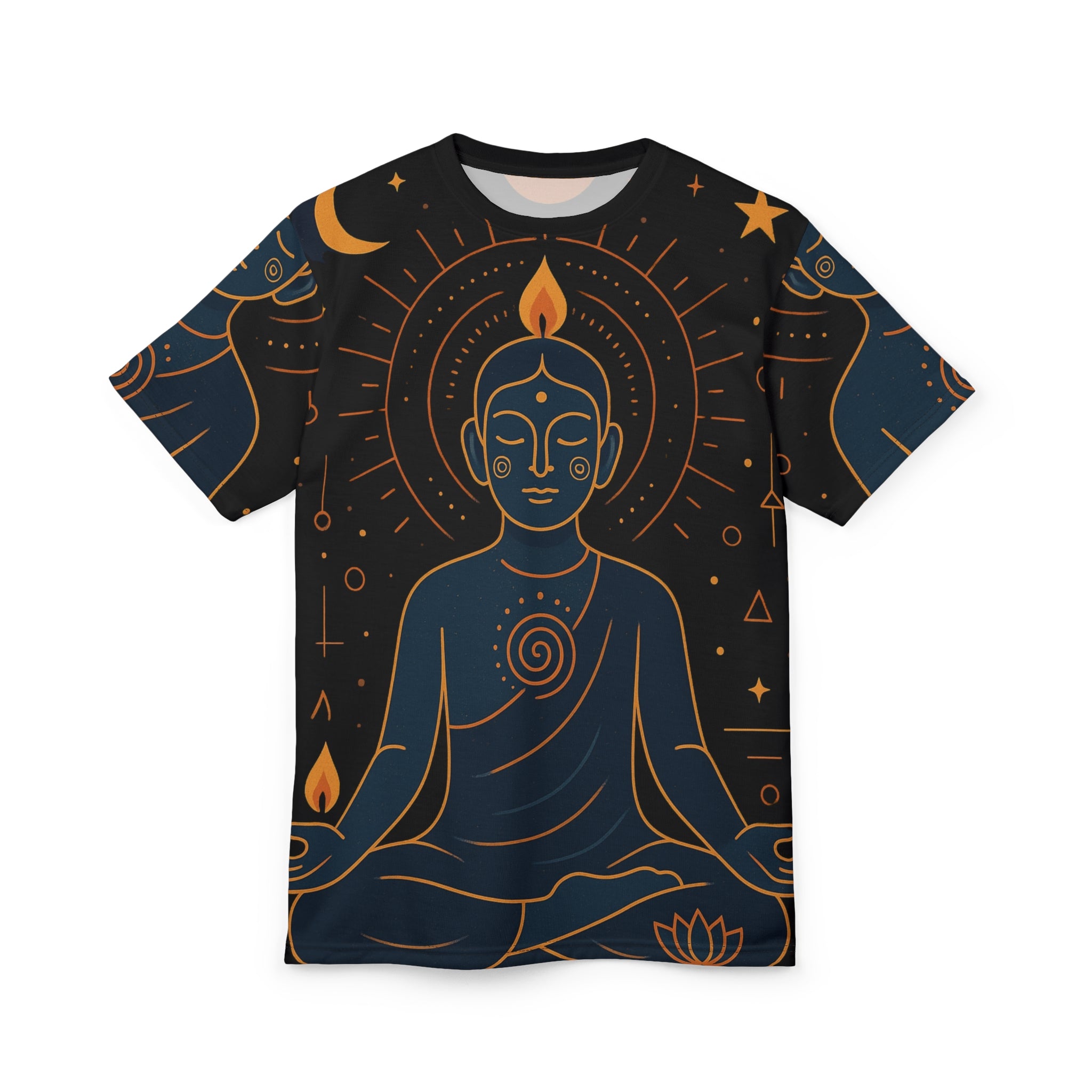 Meditation Buddha T‑Shirt — Cosmic Zen All‑Over Print Tee