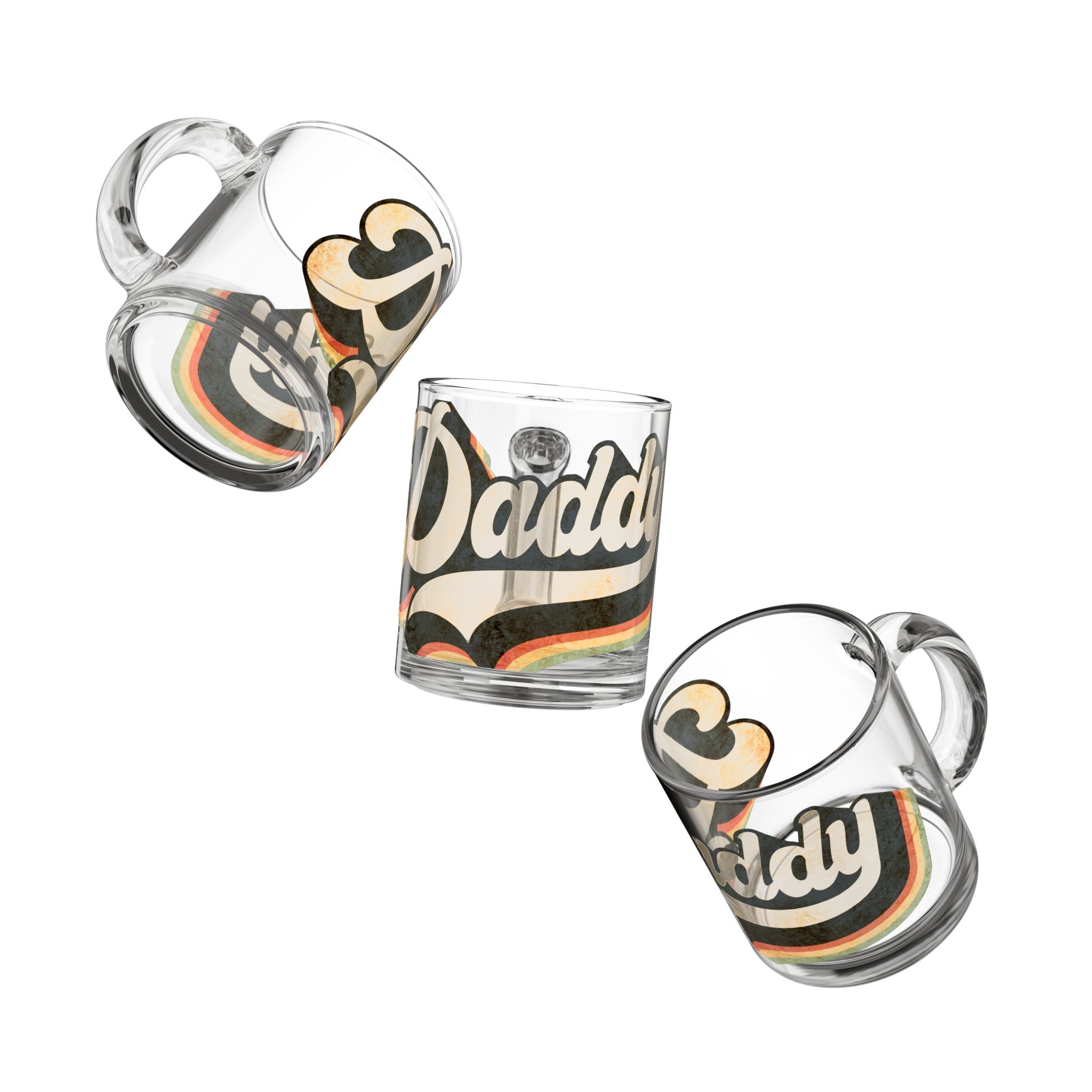 Daddy Retro Script 10oz Glass Mug — Vintage Dad Gift for Father’s Day