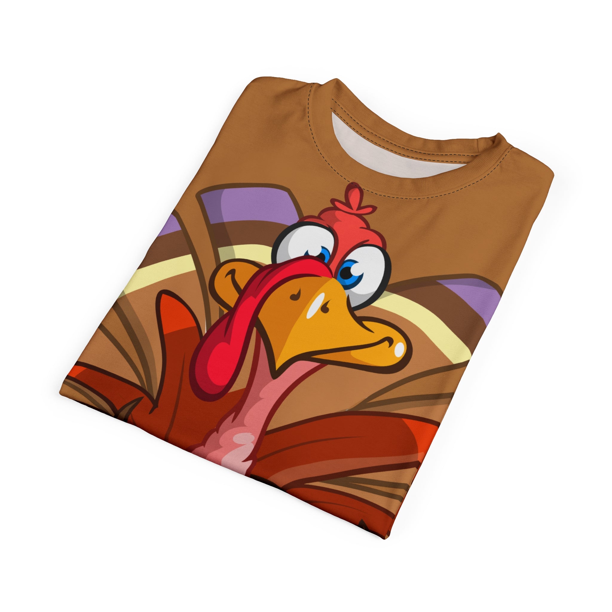 Turkey Cartoon All-Over Print Tee — Funny Thanksgiving Turkey Shirt