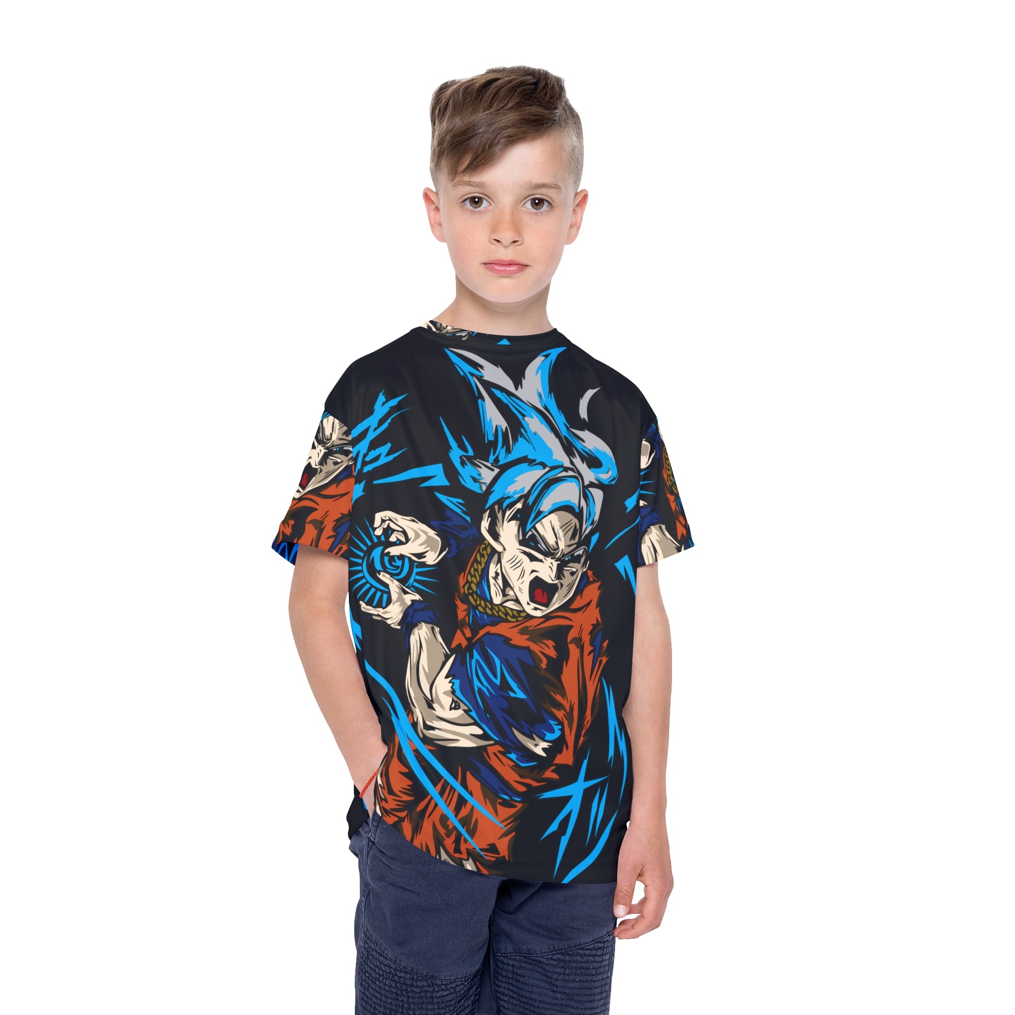Kids Anime Power-Up Jersey — All-Over Print Super Saiyan Tee