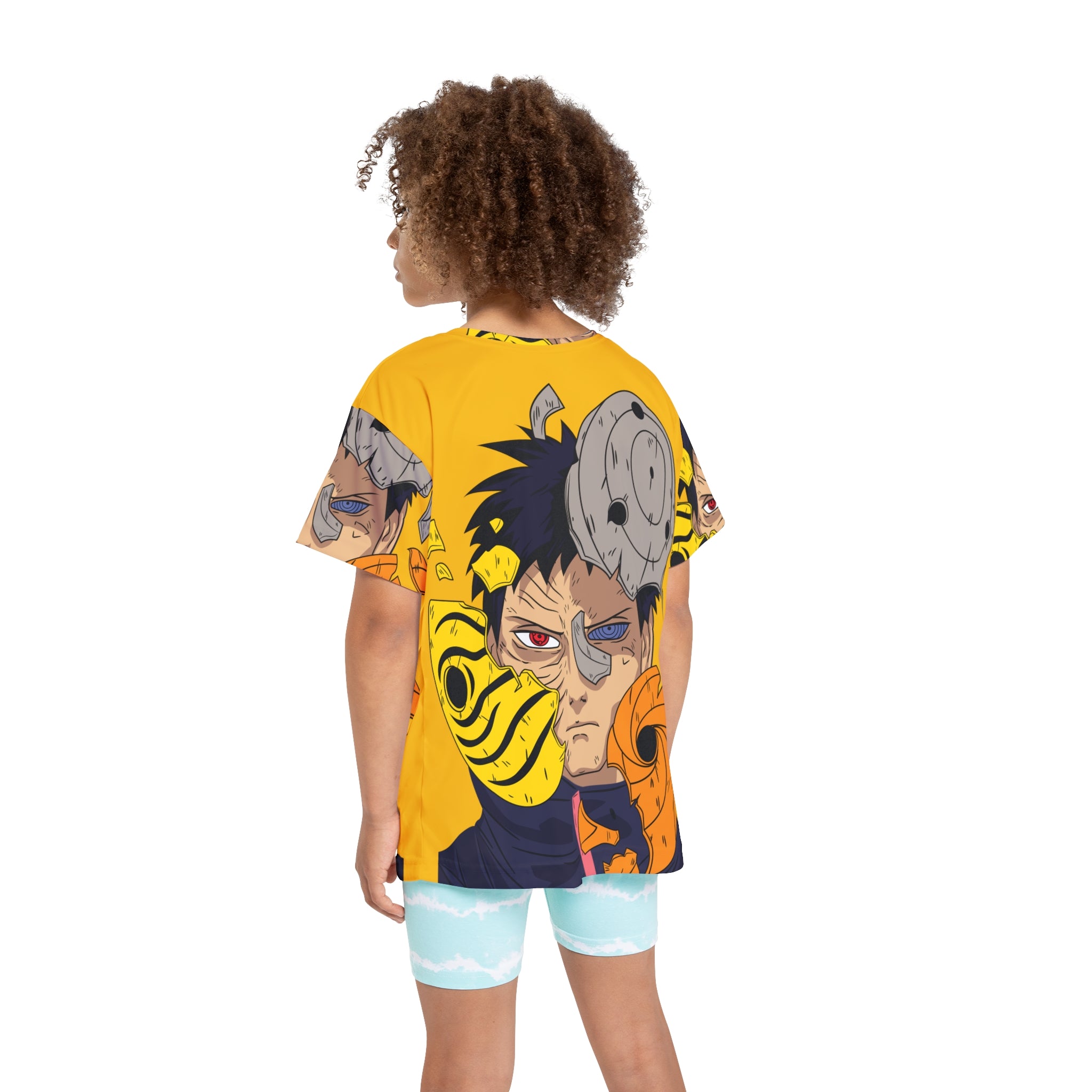 Kids Anime Soccer Jersey — Yellow Ninja Mask Design (All-Over Print)