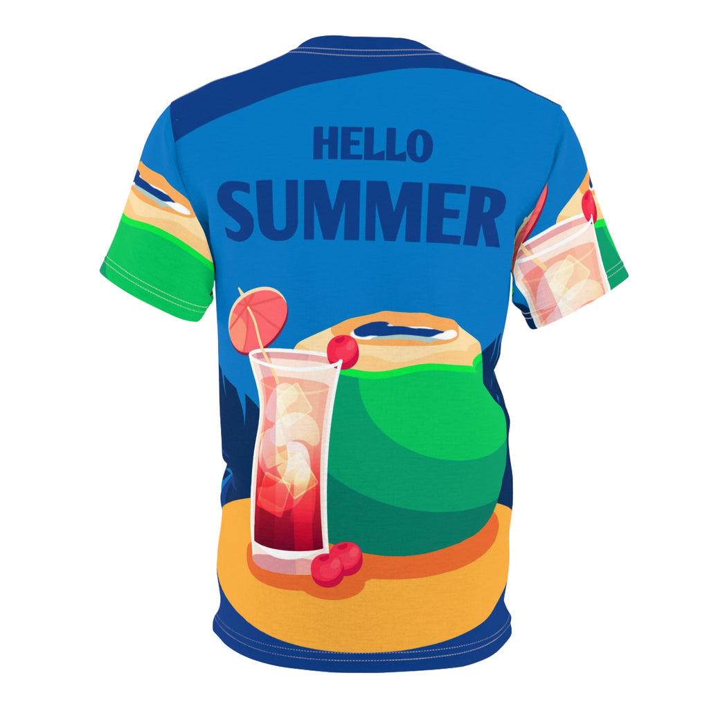 Hello Summer Tee — Tropical Coconut & Cocktail All-Over Print T-Shirt