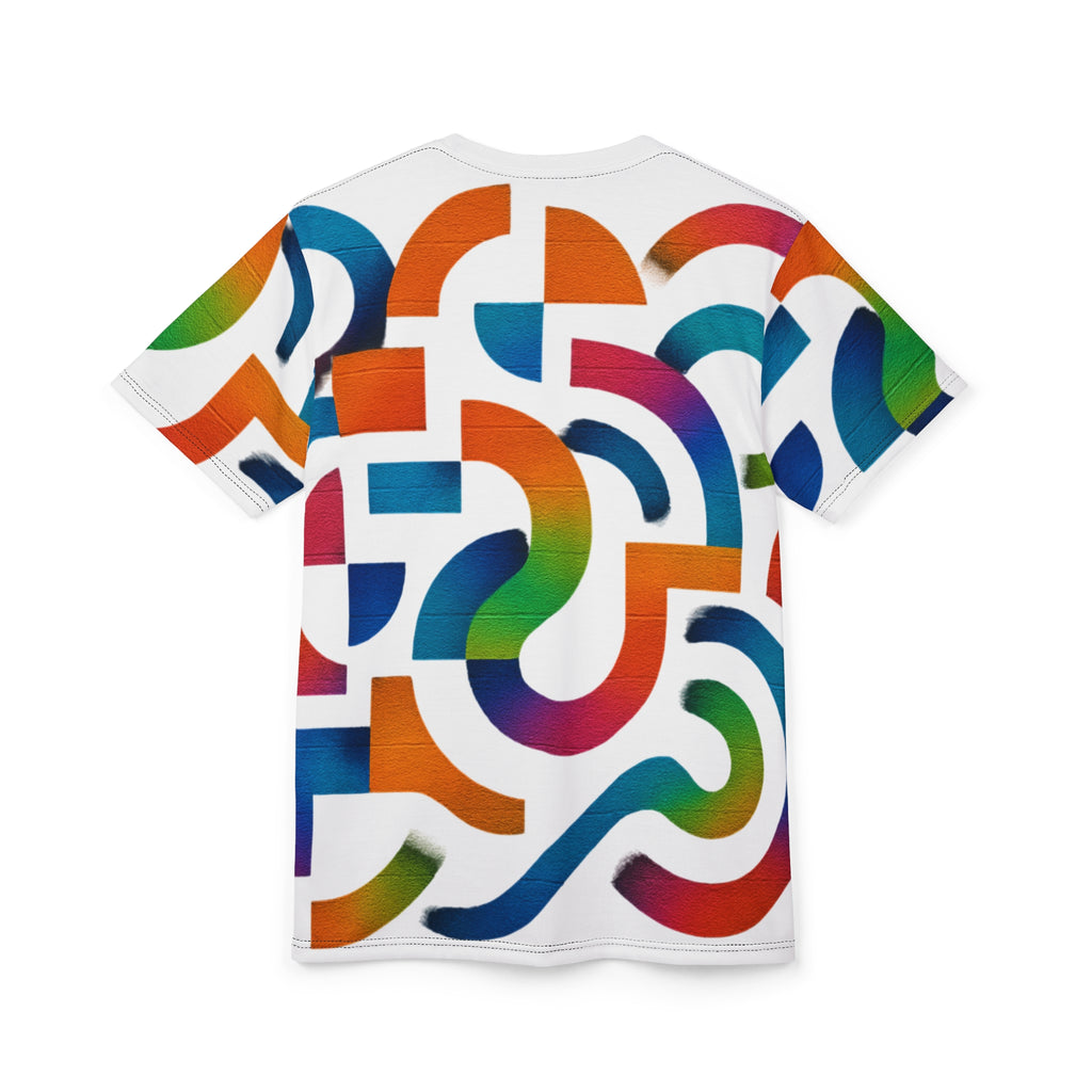 Abstract Rainbow Maze Tee — All-Over Print Colorful Graphic T-Shirt