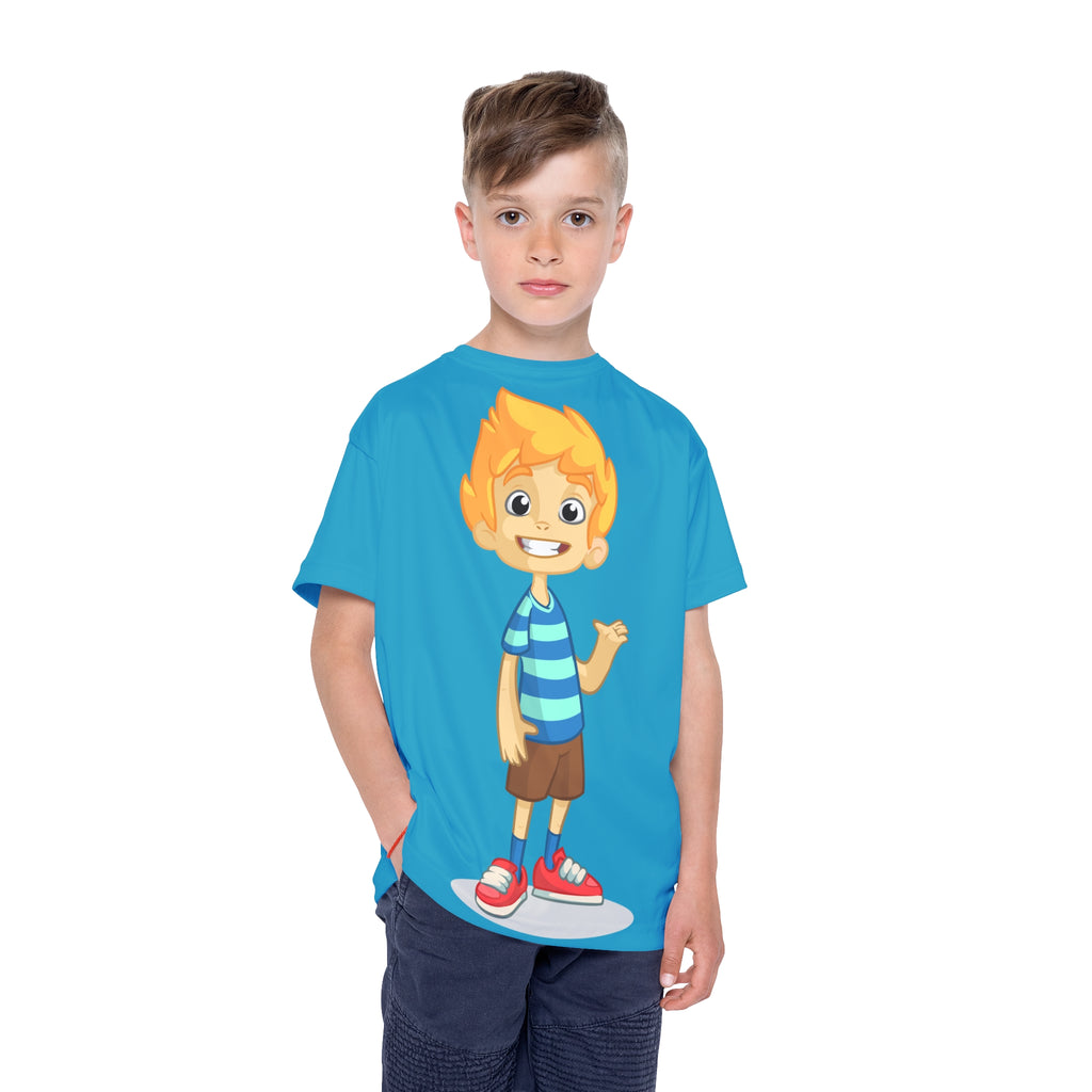 Kids Jersey — Cheerful Cartoon Boy All-Over Print Sports Tee