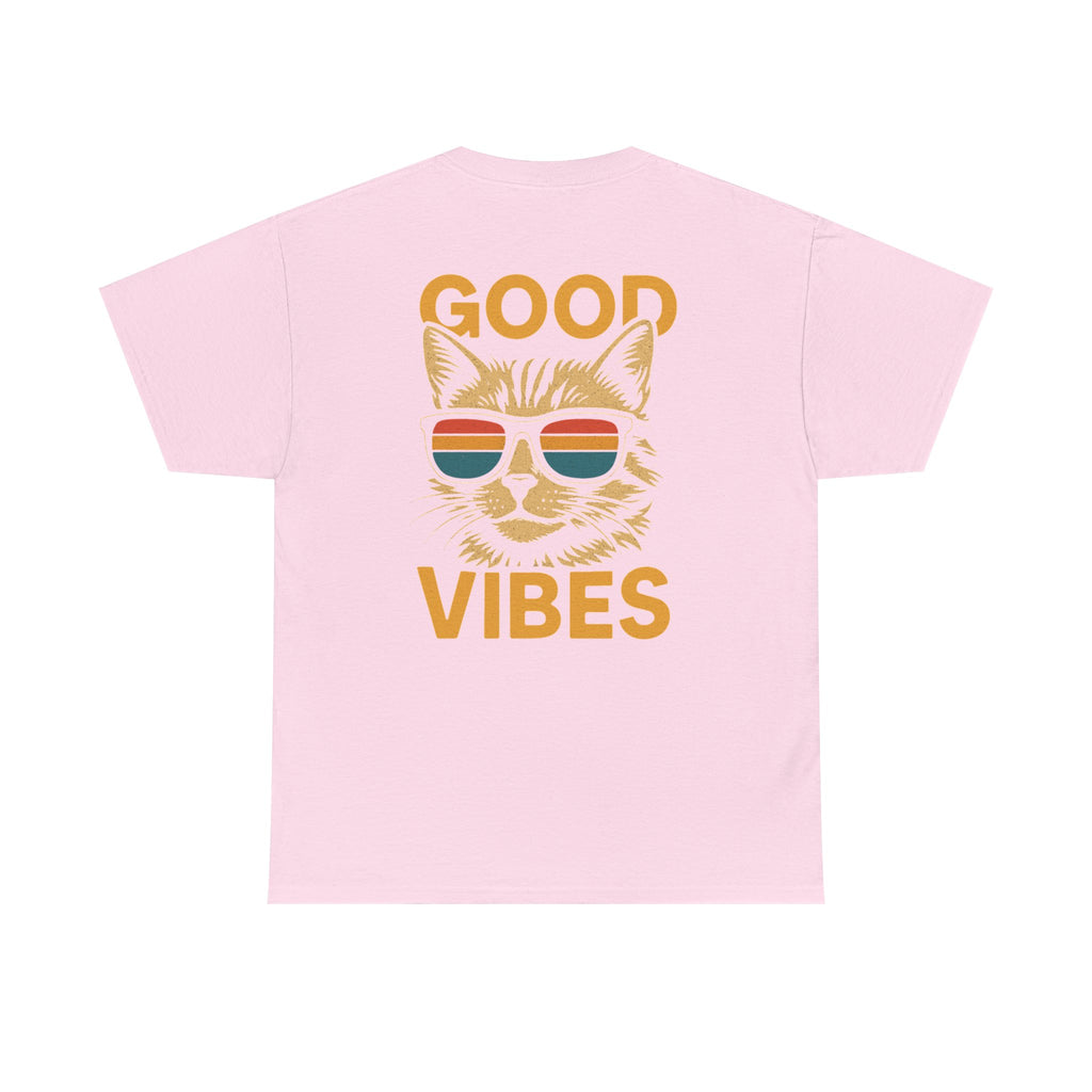 Good Vibes Cat Tee, Unisex Cotton T-Shirt, Summer Casual Top, Gift for Cat Lovers, Fun Pet Shirt, Chill Vibes Outfit