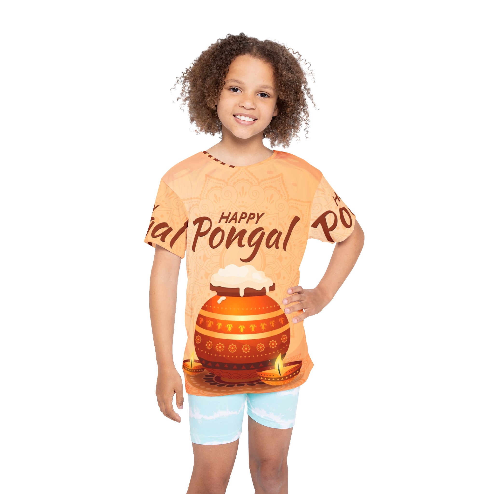 Happy Pongal Kids Jersey – Festive Rice Pot & Diyas All-Over Print