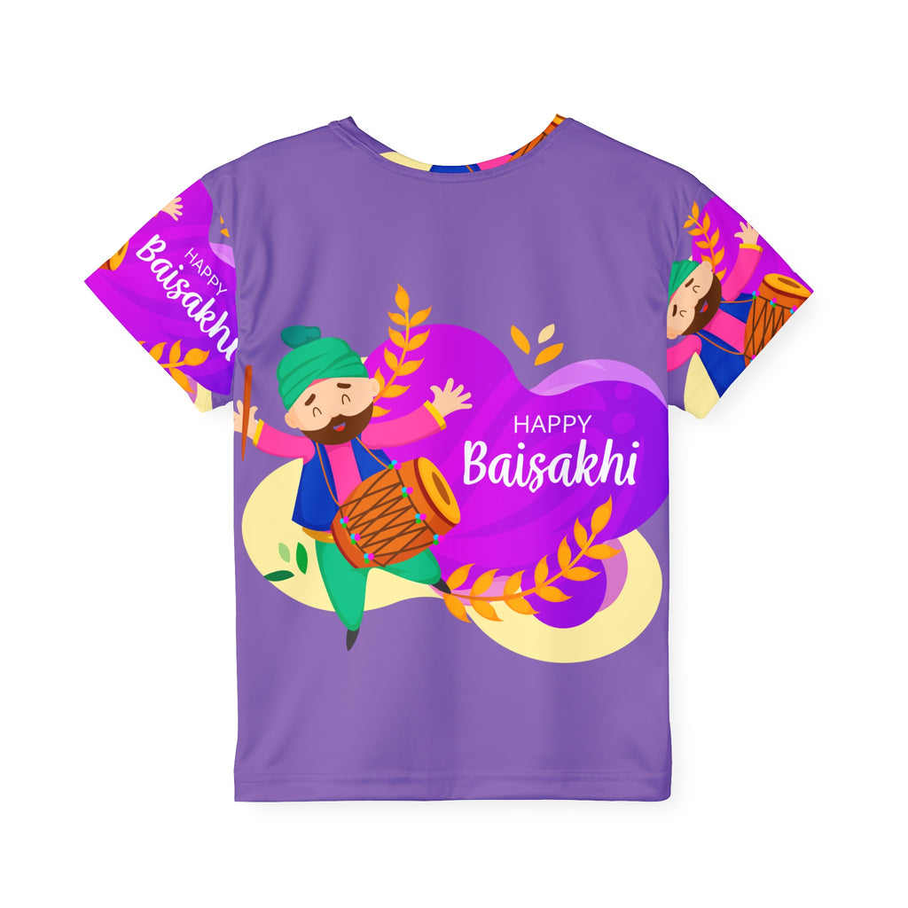 Kids Baisakhi T‑Shirt — Happy Baisakhi Punjabi Dhol Celebration Jersey