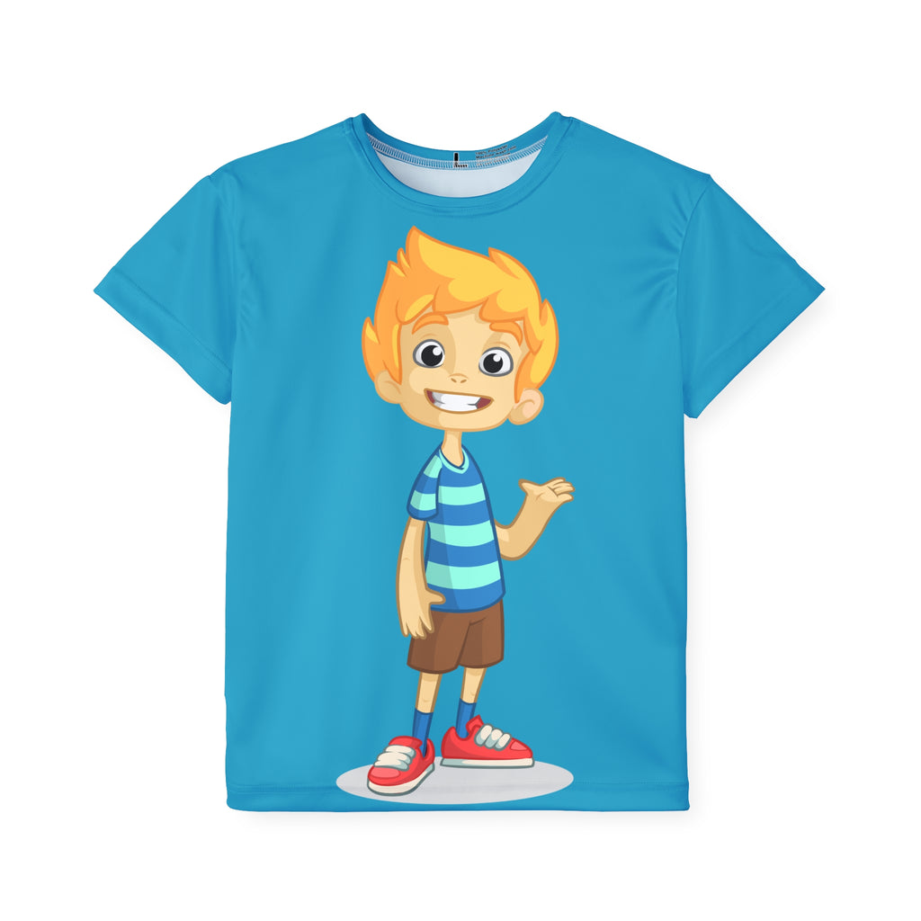 Kids Jersey — Cheerful Cartoon Boy All-Over Print Sports Tee
