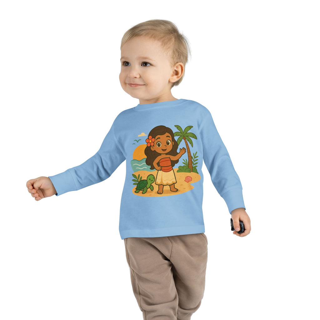 Tropical Toddler Tee, Cute Kids Shirt, Beach Vibes Long Sleeve Top, Summer Outfit for Children, Hawaiian Theme Kids Apparel