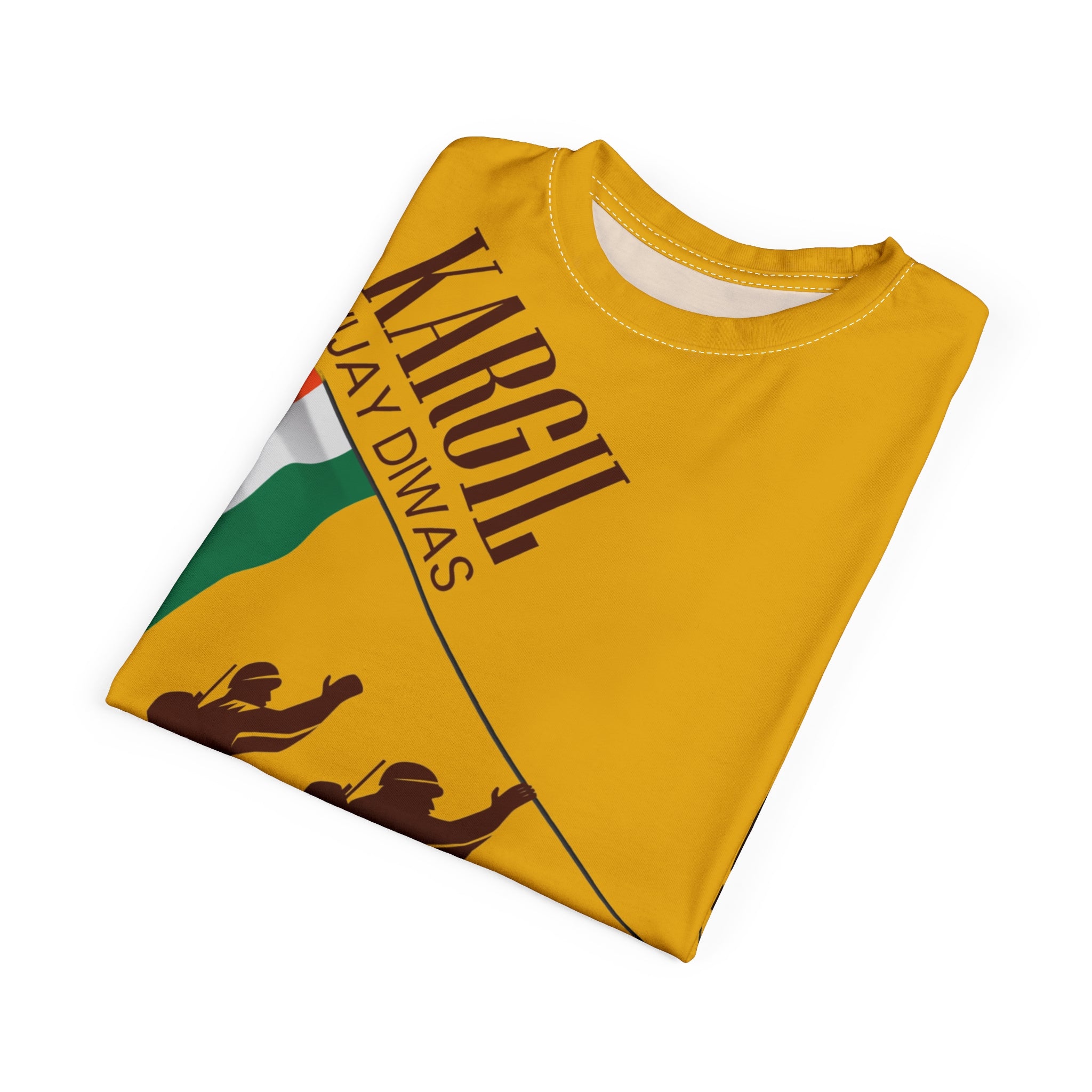 Kargil Vijay Diwas Tribute Tee — Indian Flag Soldiers All-Over Print