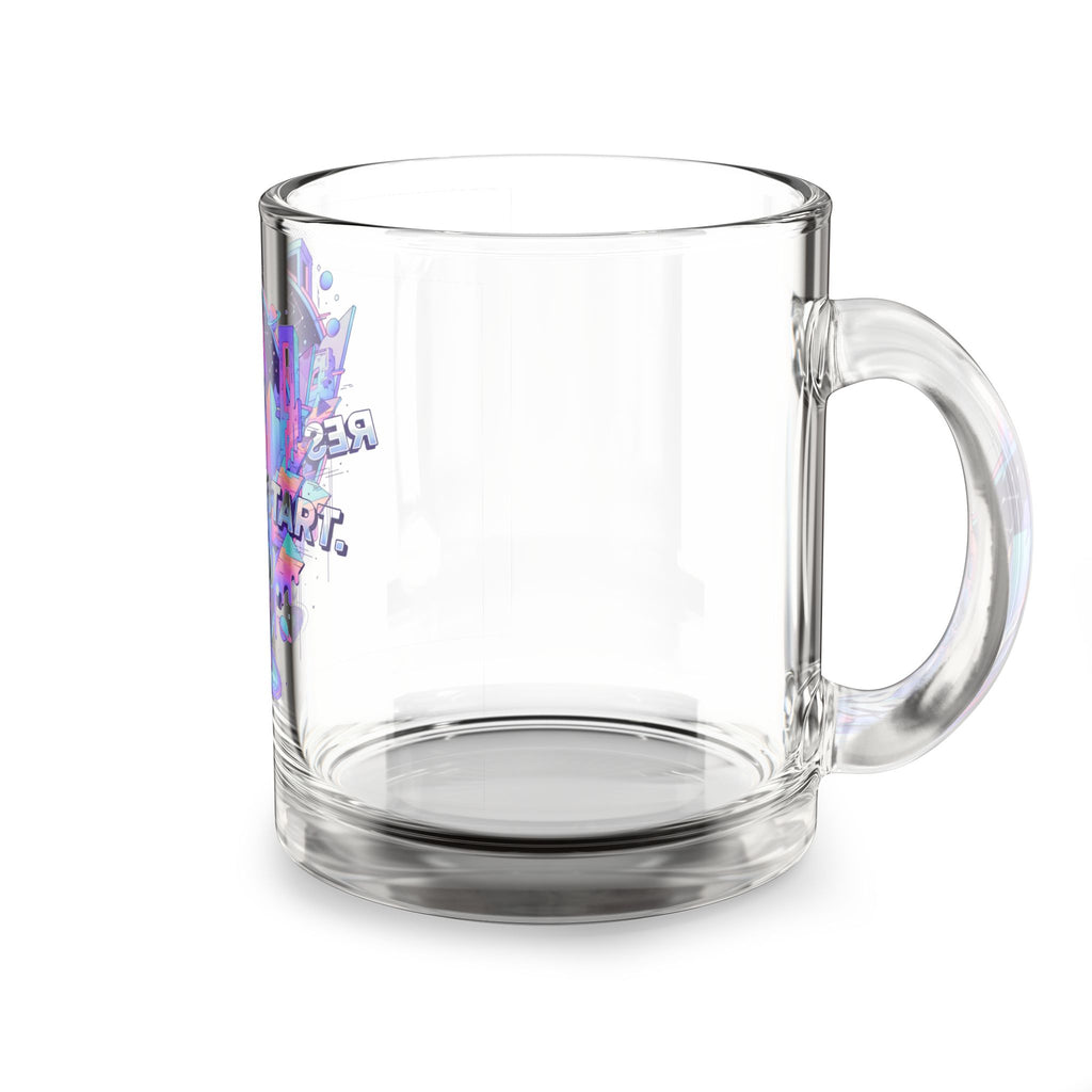 Reset. Restart. Glow. — 10oz Glass Mug with Neon Space Astronaut Design