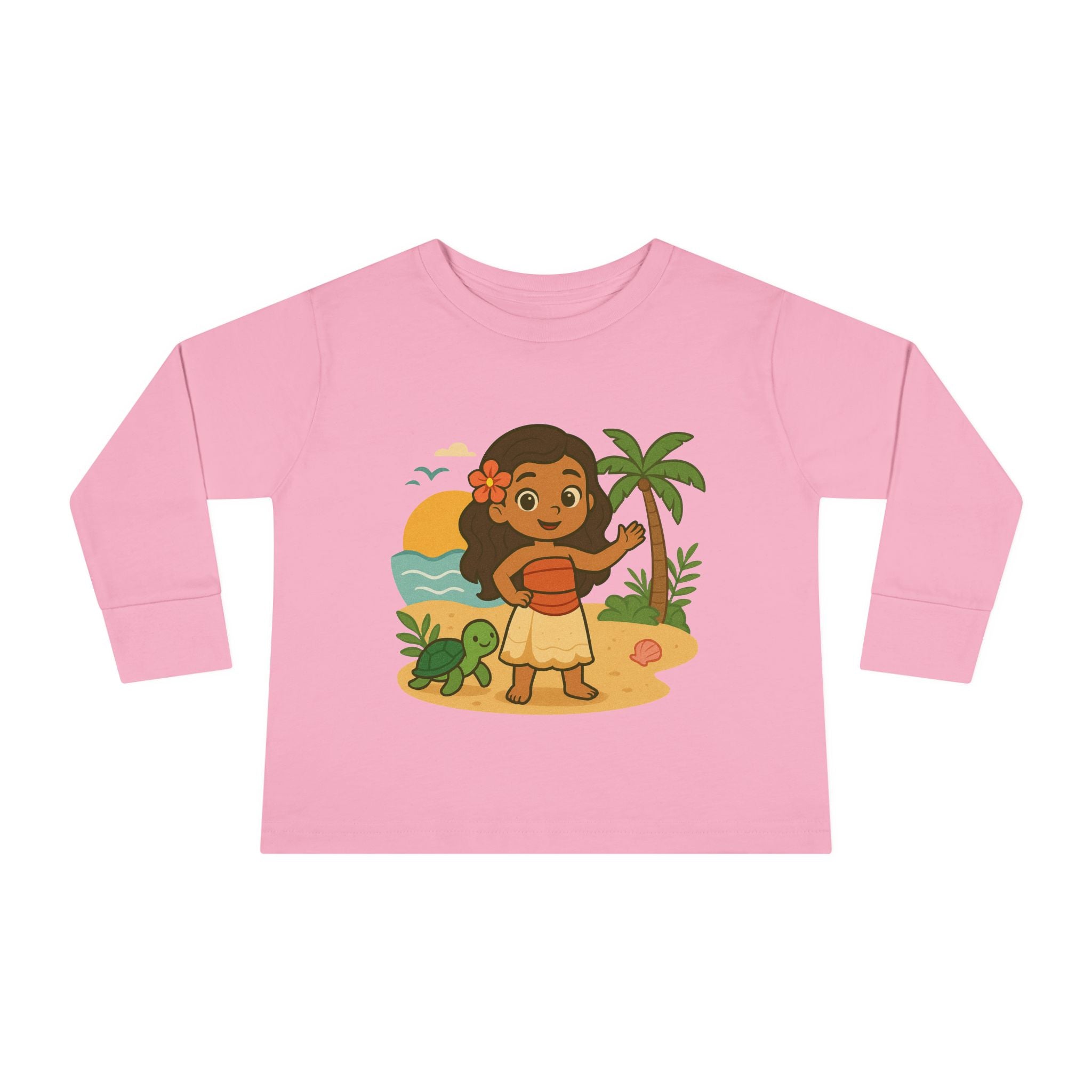 Tropical Toddler Tee, Cute Kids Shirt, Beach Vibes Long Sleeve Top, Summer Outfit for Children, Hawaiian Theme Kids Apparel