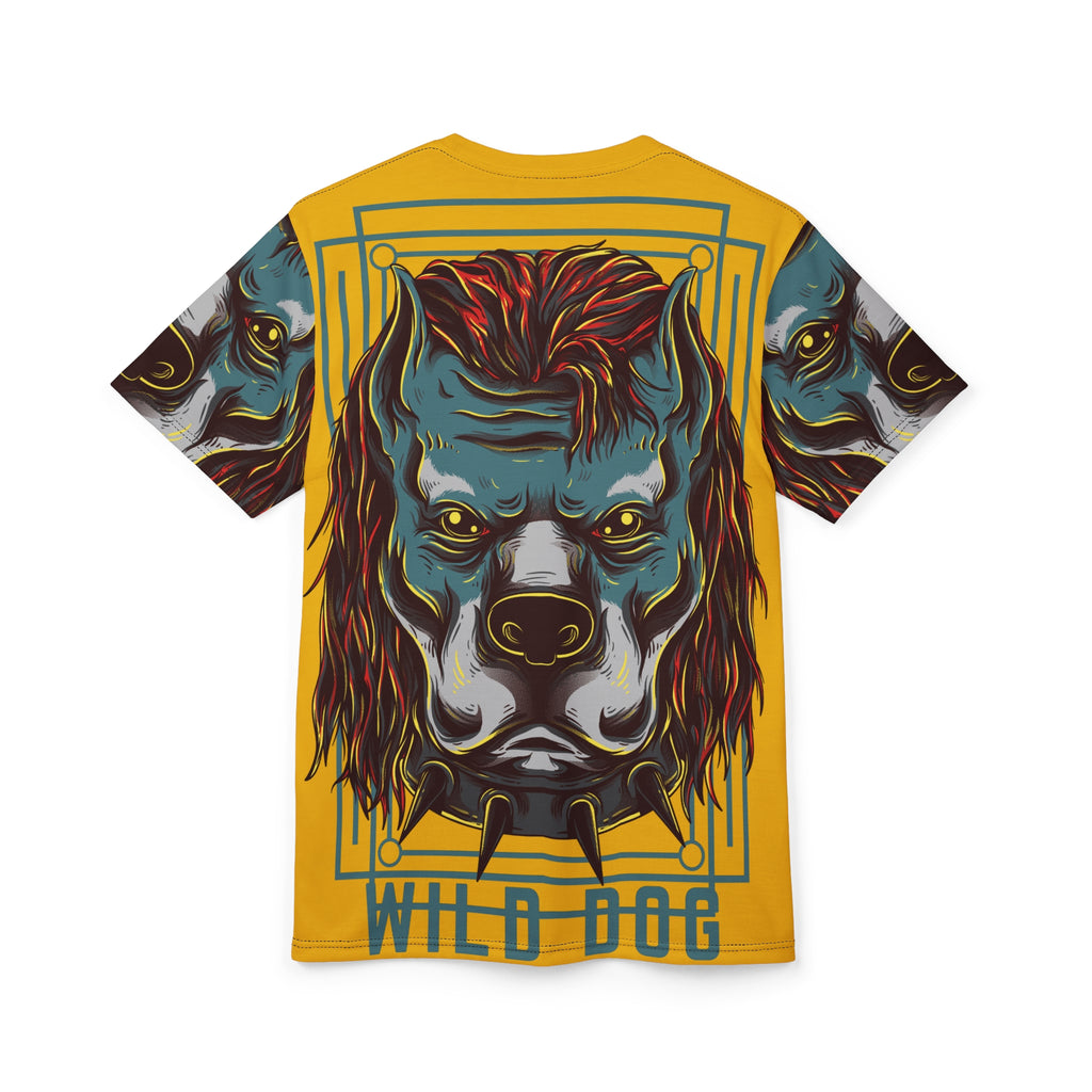 Wild Dog Graphic Tee — Bold All-Over Print Pitbull Design