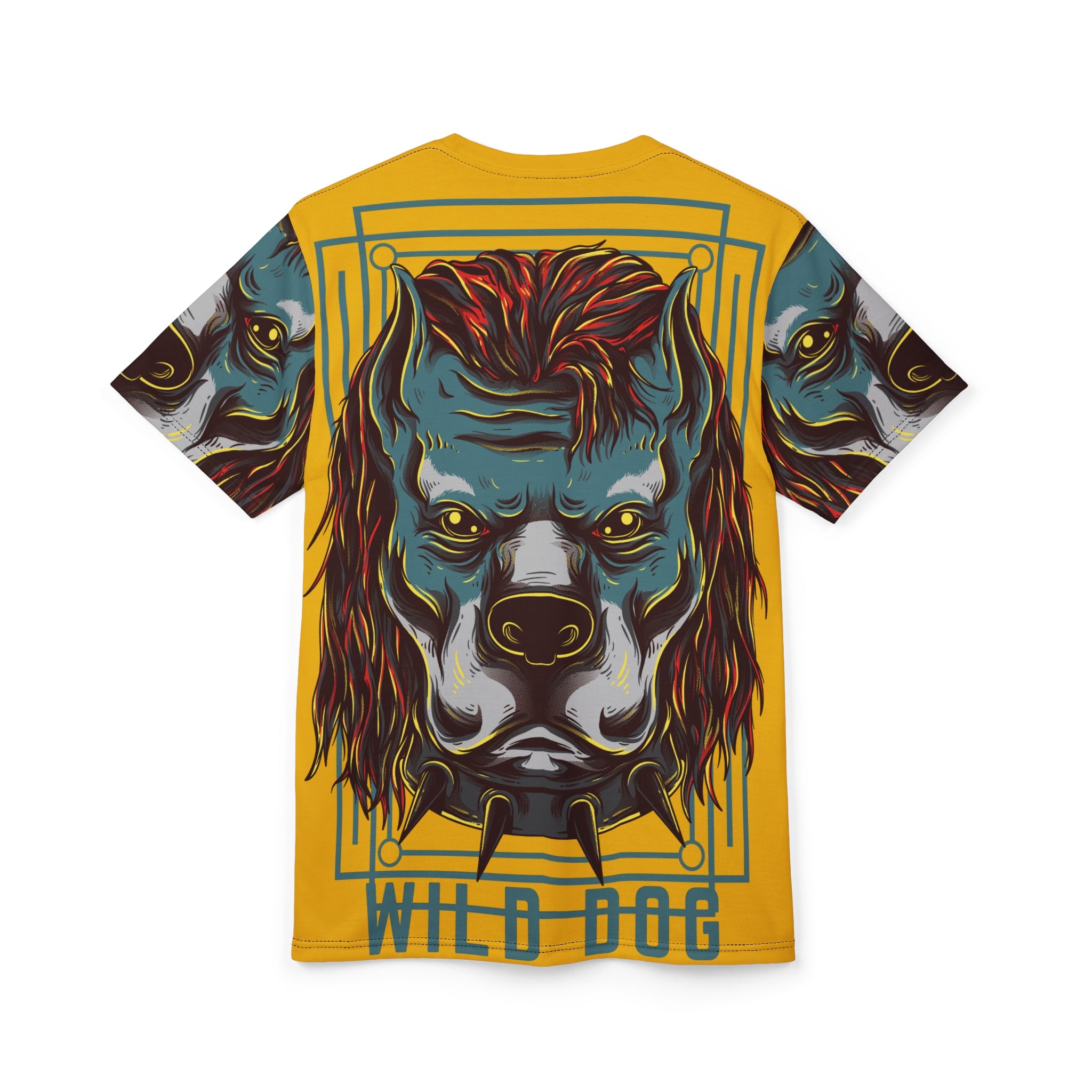Wild Dog Graphic Tee — Bold All-Over Print Pitbull Design