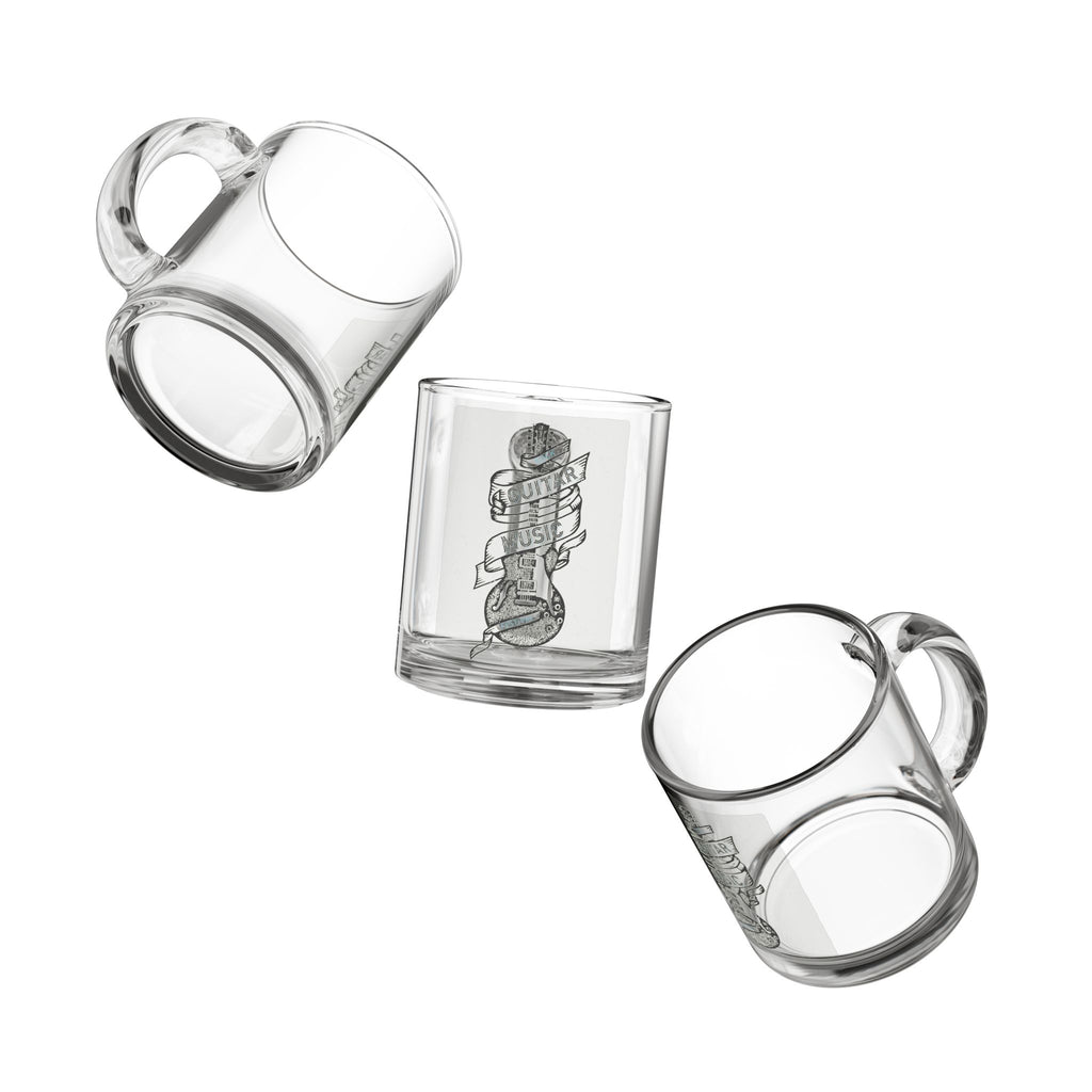 Guitar Music Glass Mug — 10oz Clear Musician Coffee & Tea Cup
