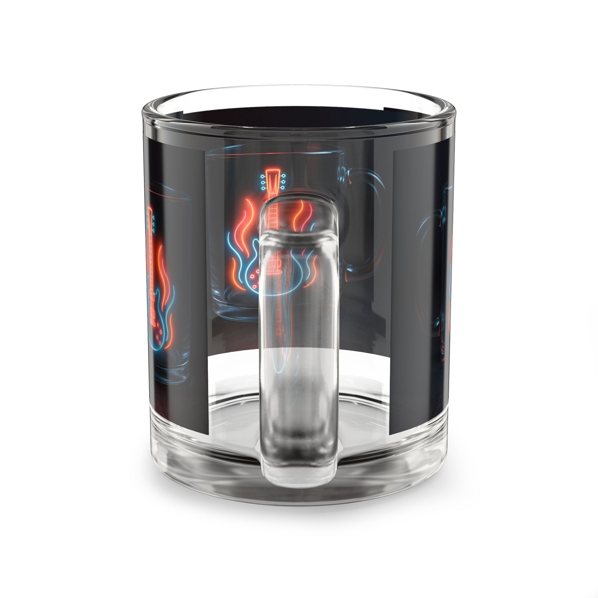Neon Guitar Glass Mug — 10oz Rock Music Coffee Cup