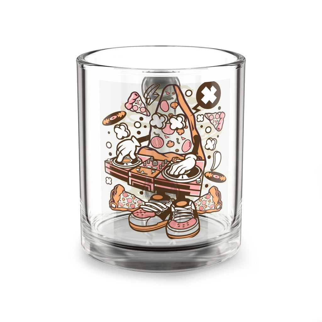 Glass Mug — Retro Pizza DJ Cartoon 10oz