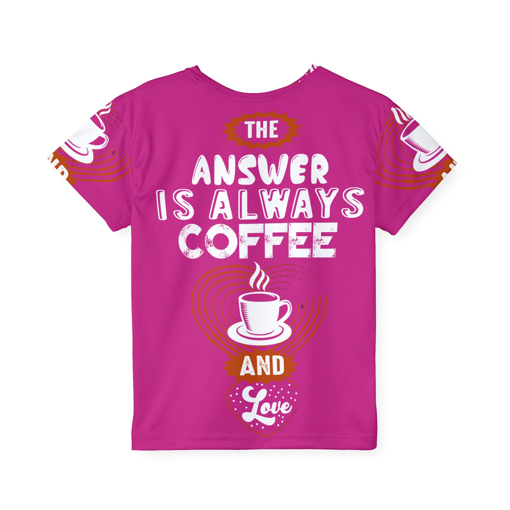 Kids Jersey — “The Answer Is Always Coffee and Love” Graphic Tee