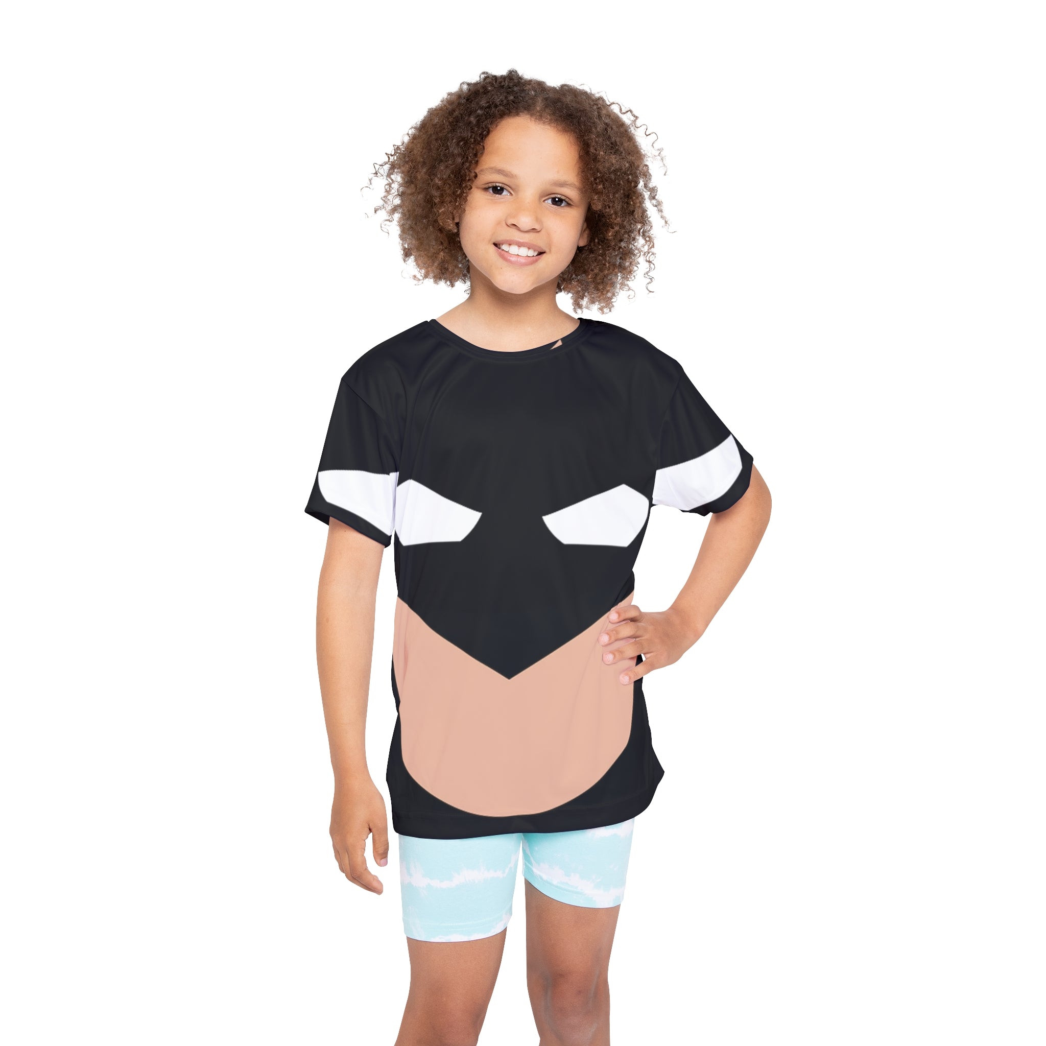 Kids Superhero Face Jersey — Black Mask Athletic Tee