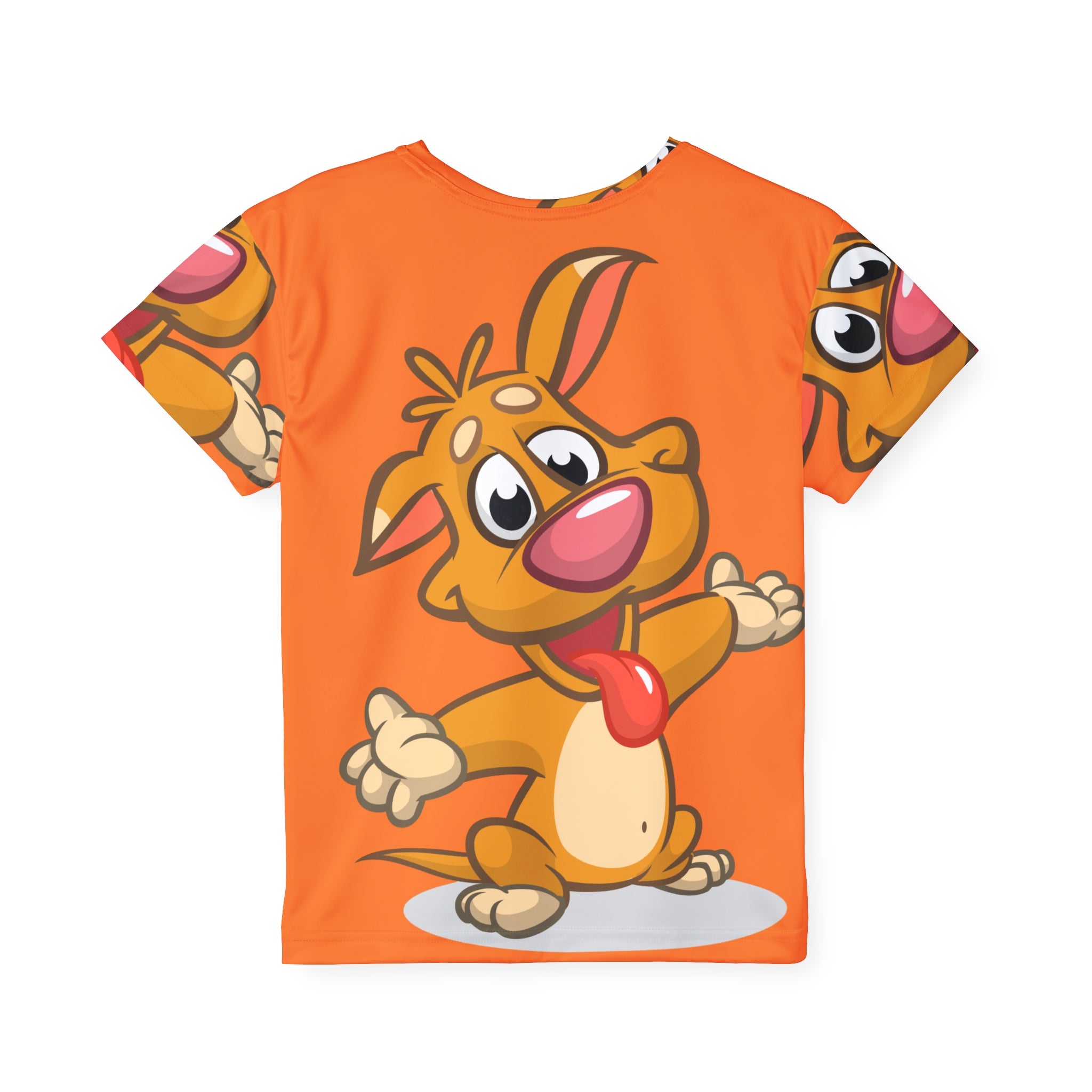 Kids Orange Cartoon Puppy Jersey — All-Over-Print Sports Tee