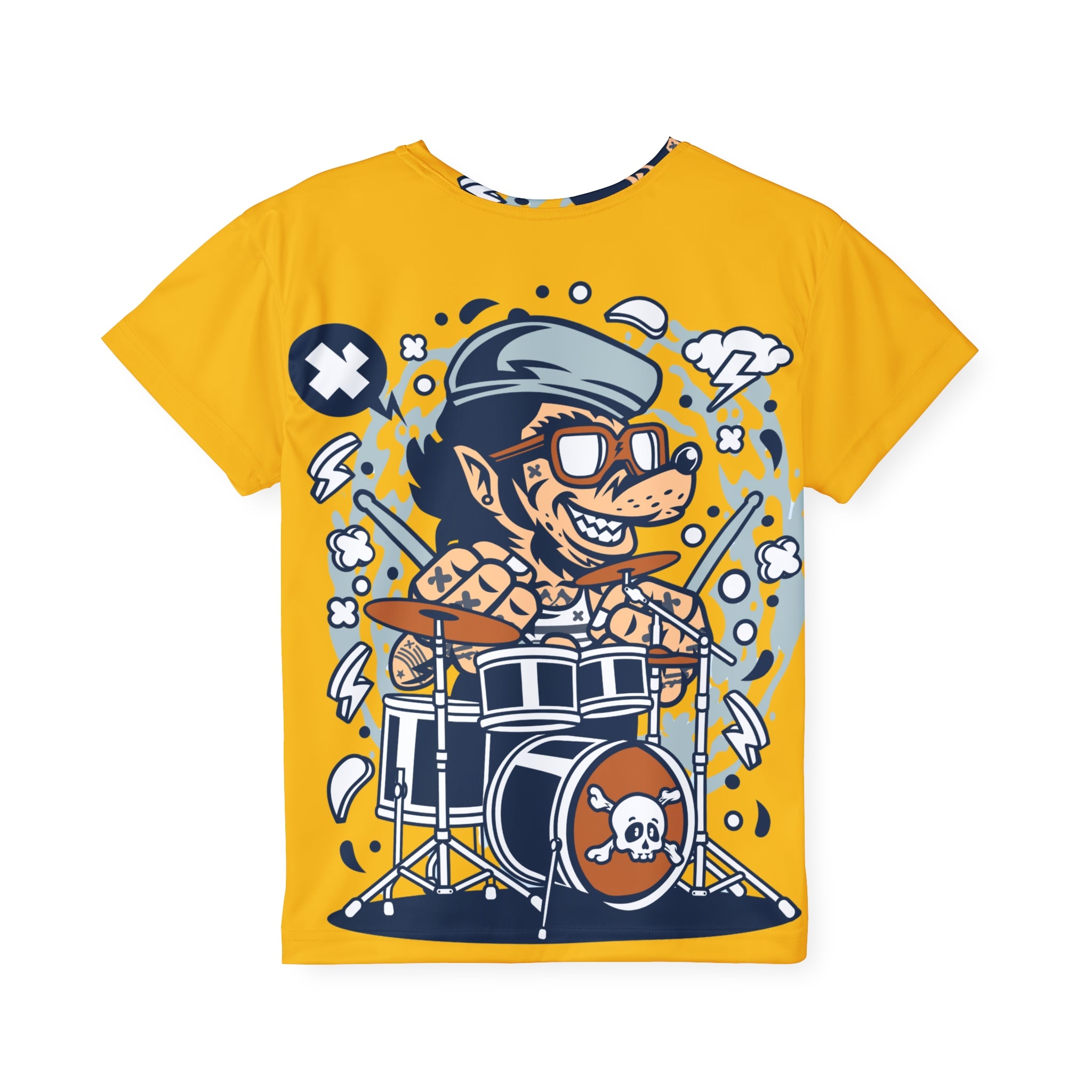 Kids Drumline Jersey — Cartoon Drummer Graphic Tee (All-Over Print)