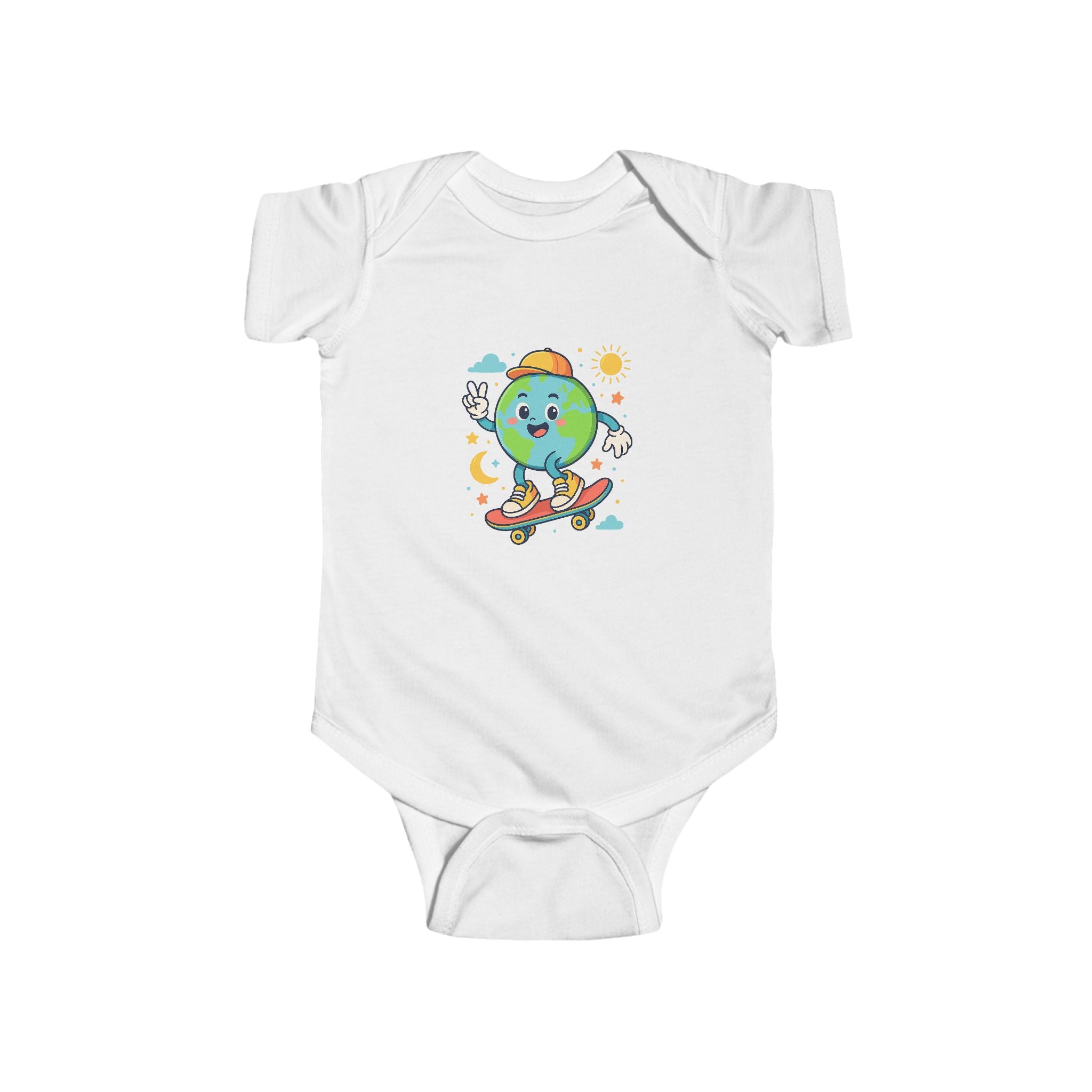 Skateboarding Earth Infant Bodysuit - Cute Baby Outfit, Eco-Friendly Gift, Toddler Apparel, Birthday Gift, New Parent Essentials