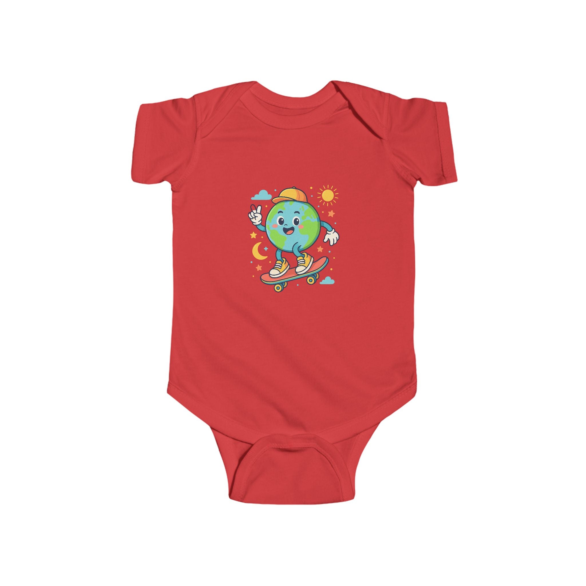 Skateboarding Earth Infant Bodysuit - Cute Baby Outfit, Eco-Friendly Gift, Toddler Apparel, Birthday Gift, New Parent Essentials