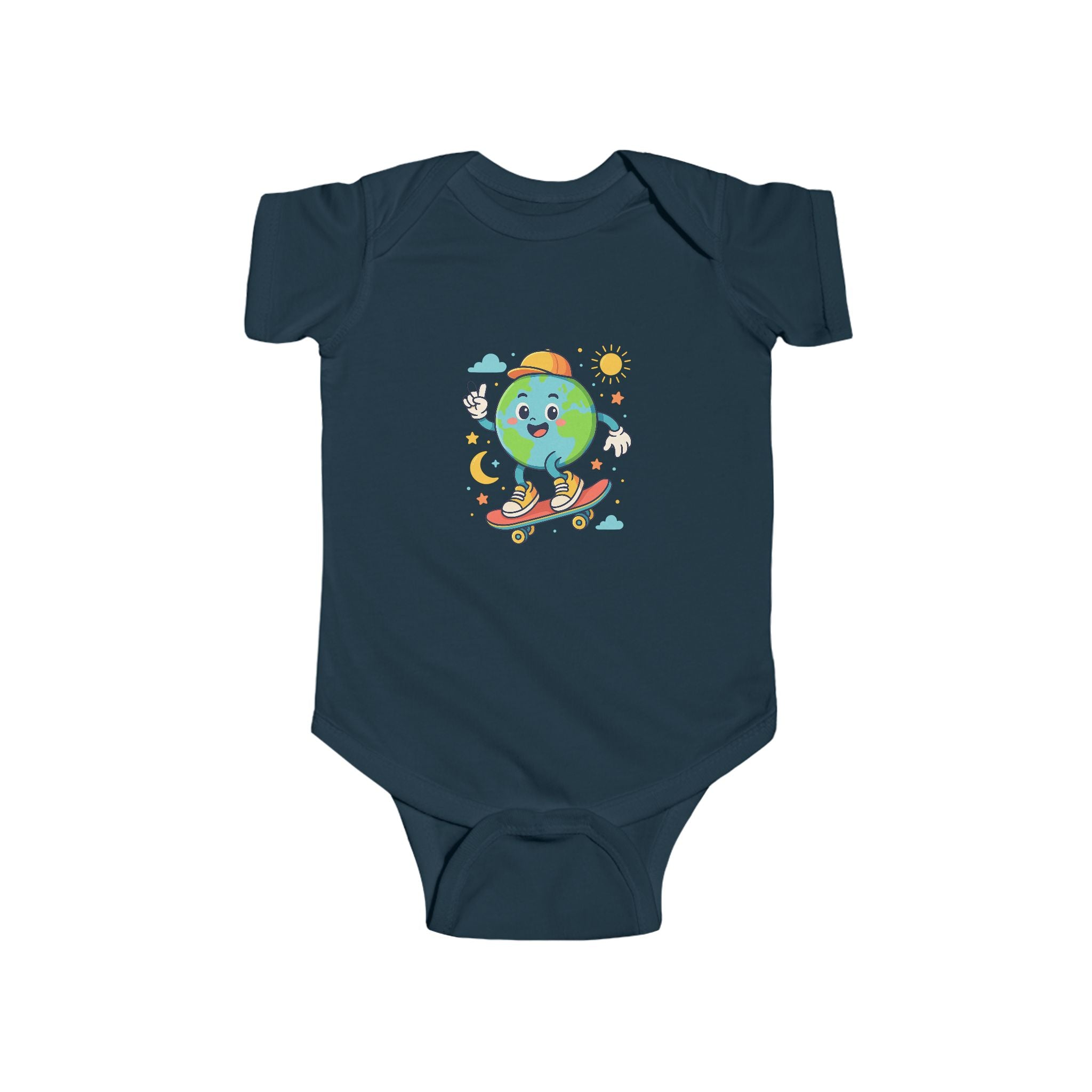Skateboarding Earth Infant Bodysuit - Cute Baby Outfit, Eco-Friendly Gift, Toddler Apparel, Birthday Gift, New Parent Essentials