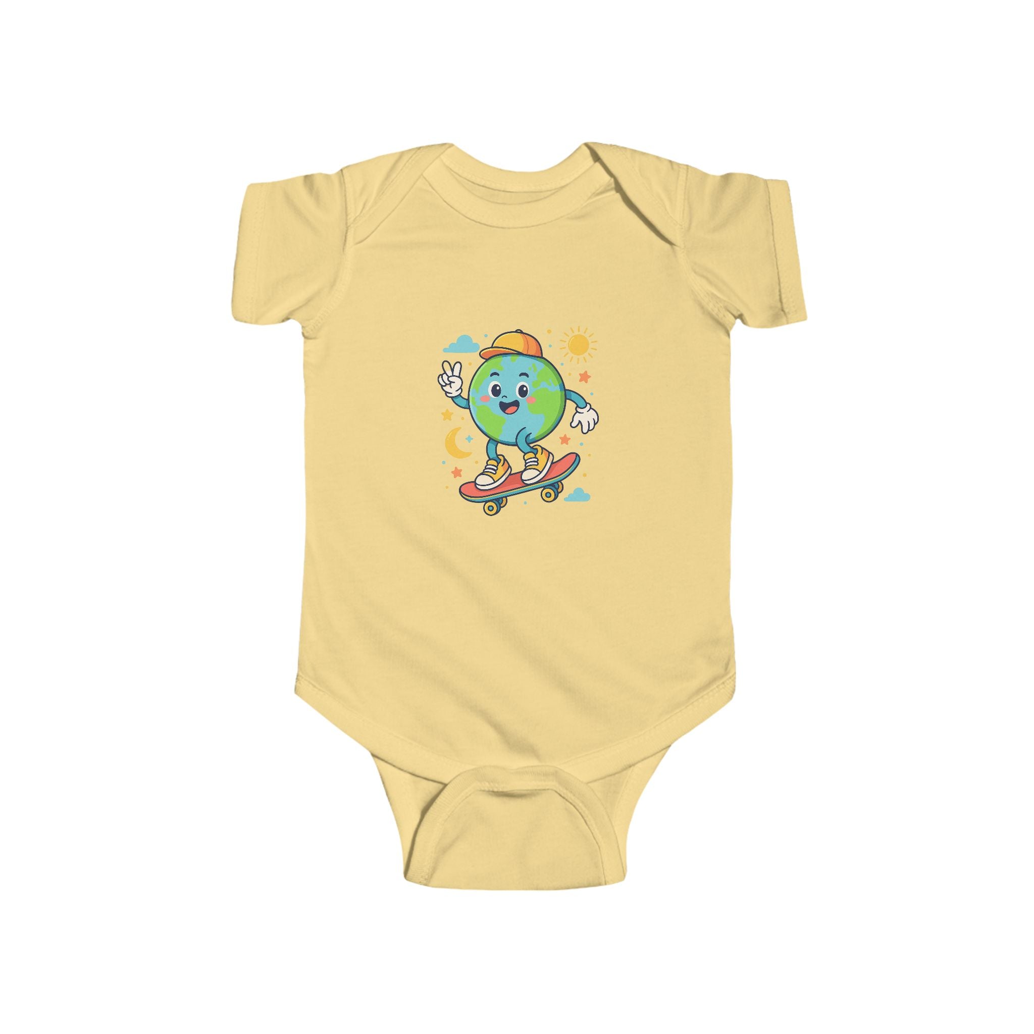 Skateboarding Earth Infant Bodysuit - Cute Baby Outfit, Eco-Friendly Gift, Toddler Apparel, Birthday Gift, New Parent Essentials