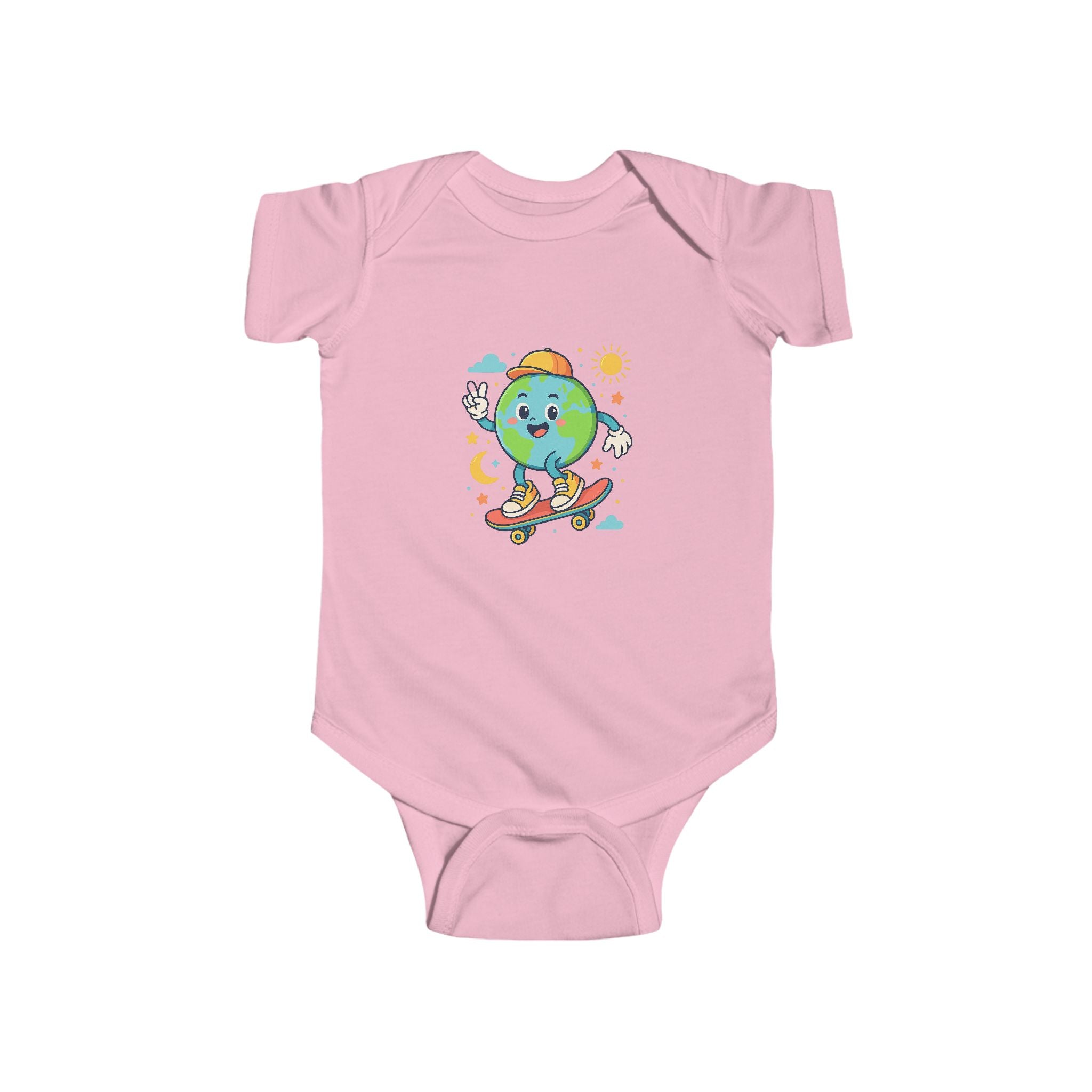 Skateboarding Earth Infant Bodysuit - Cute Baby Outfit, Eco-Friendly Gift, Toddler Apparel, Birthday Gift, New Parent Essentials
