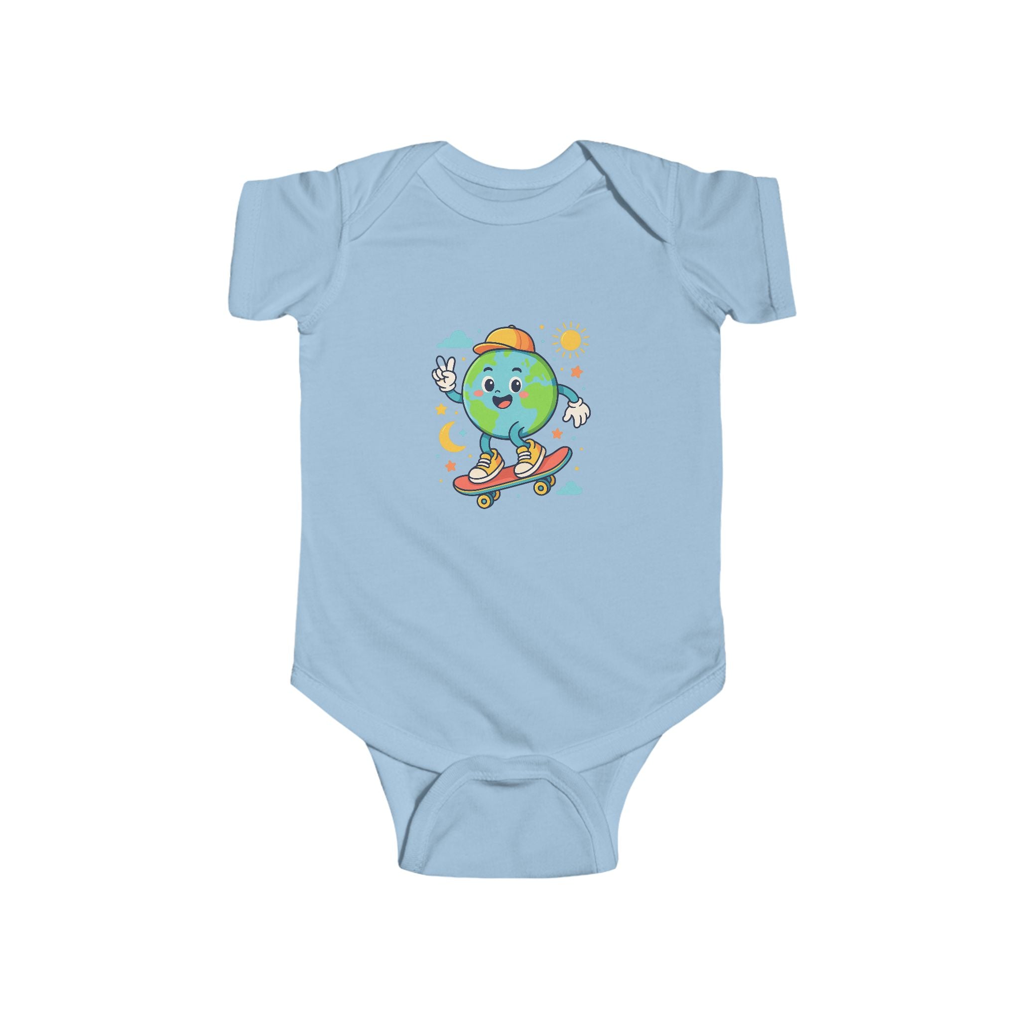 Skateboarding Earth Infant Bodysuit - Cute Baby Outfit, Eco-Friendly Gift, Toddler Apparel, Birthday Gift, New Parent Essentials