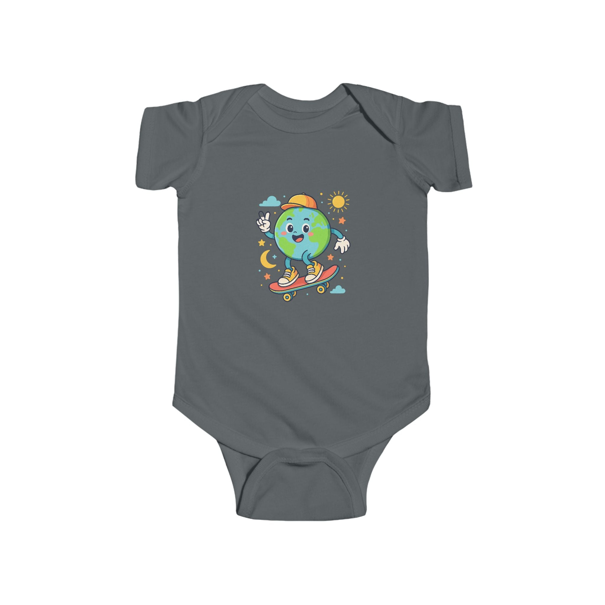 Skateboarding Earth Infant Bodysuit - Cute Baby Outfit, Eco-Friendly Gift, Toddler Apparel, Birthday Gift, New Parent Essentials