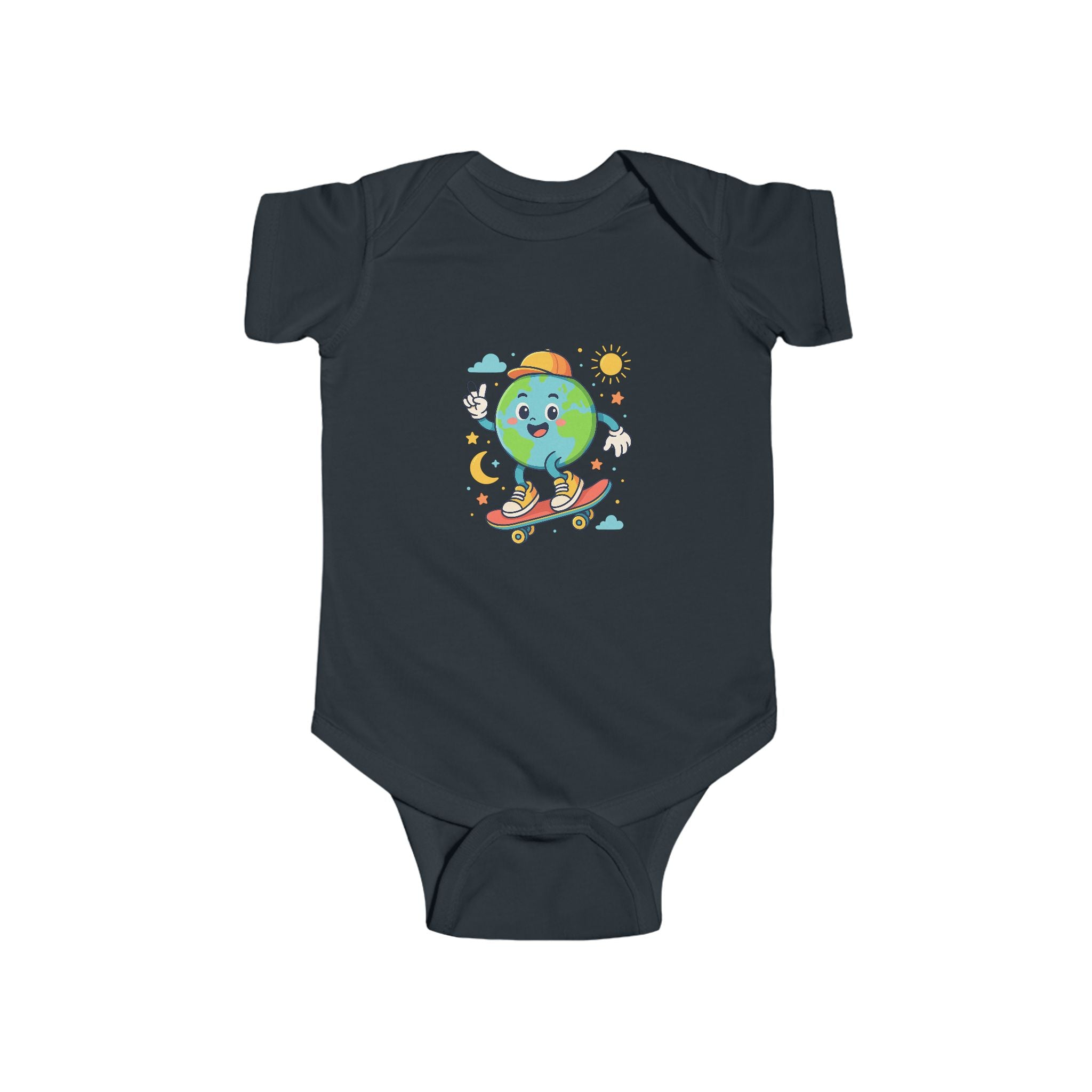 Skateboarding Earth Infant Bodysuit - Cute Baby Outfit, Eco-Friendly Gift, Toddler Apparel, Birthday Gift, New Parent Essentials