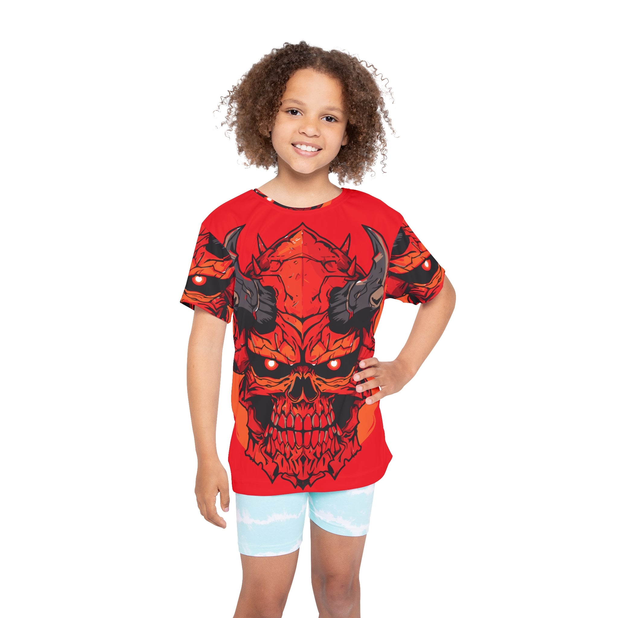 Kids Jersey — Fiery Demon Skull All-Over Print