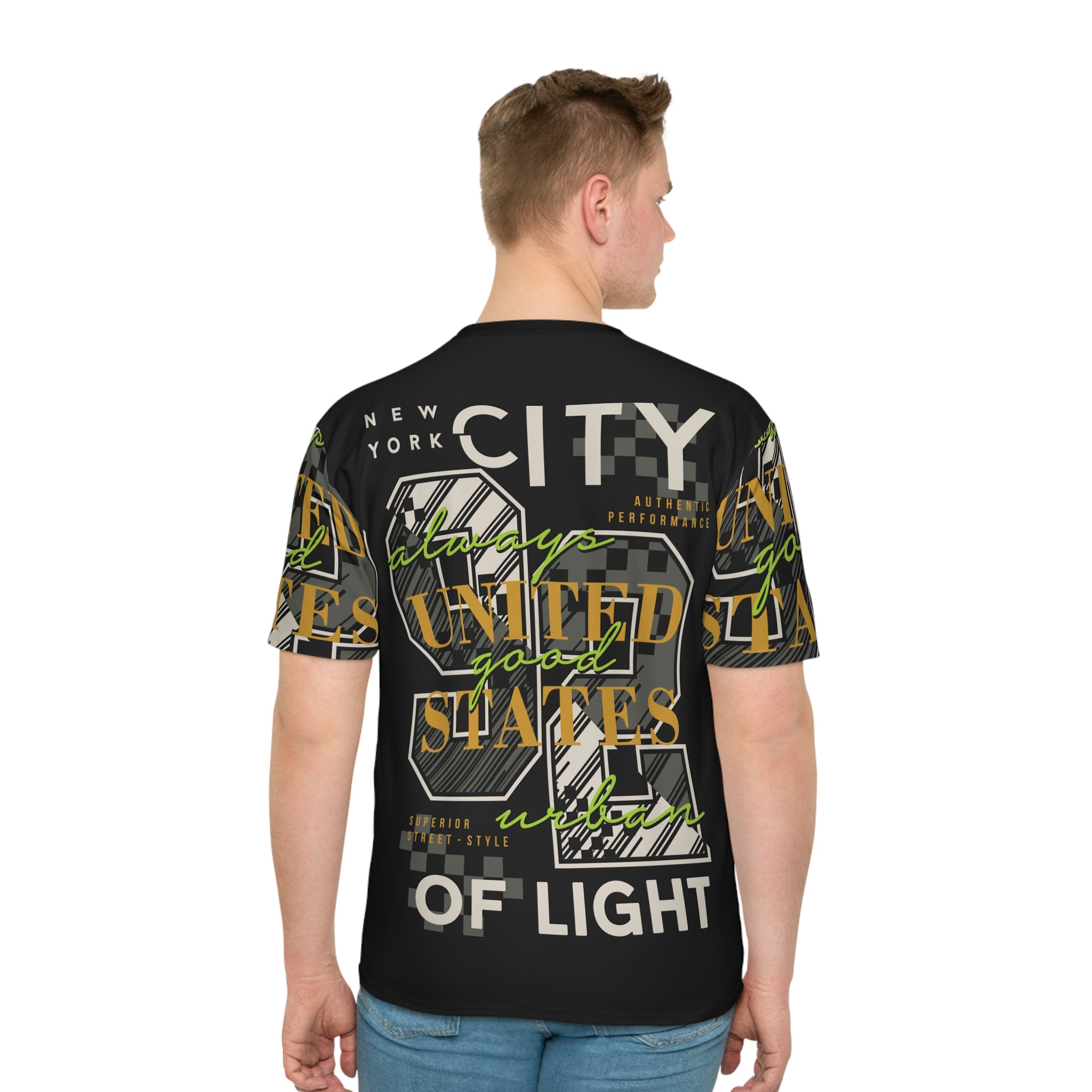 Men's Graphic Loose T-Shirt - New York City & States of Light Design