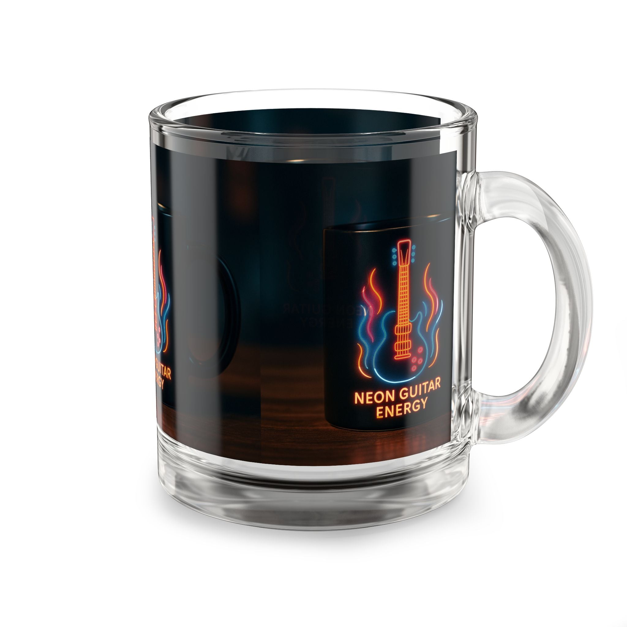 Glass Mug — Neon Guitar Energy 10oz Coffee Cup