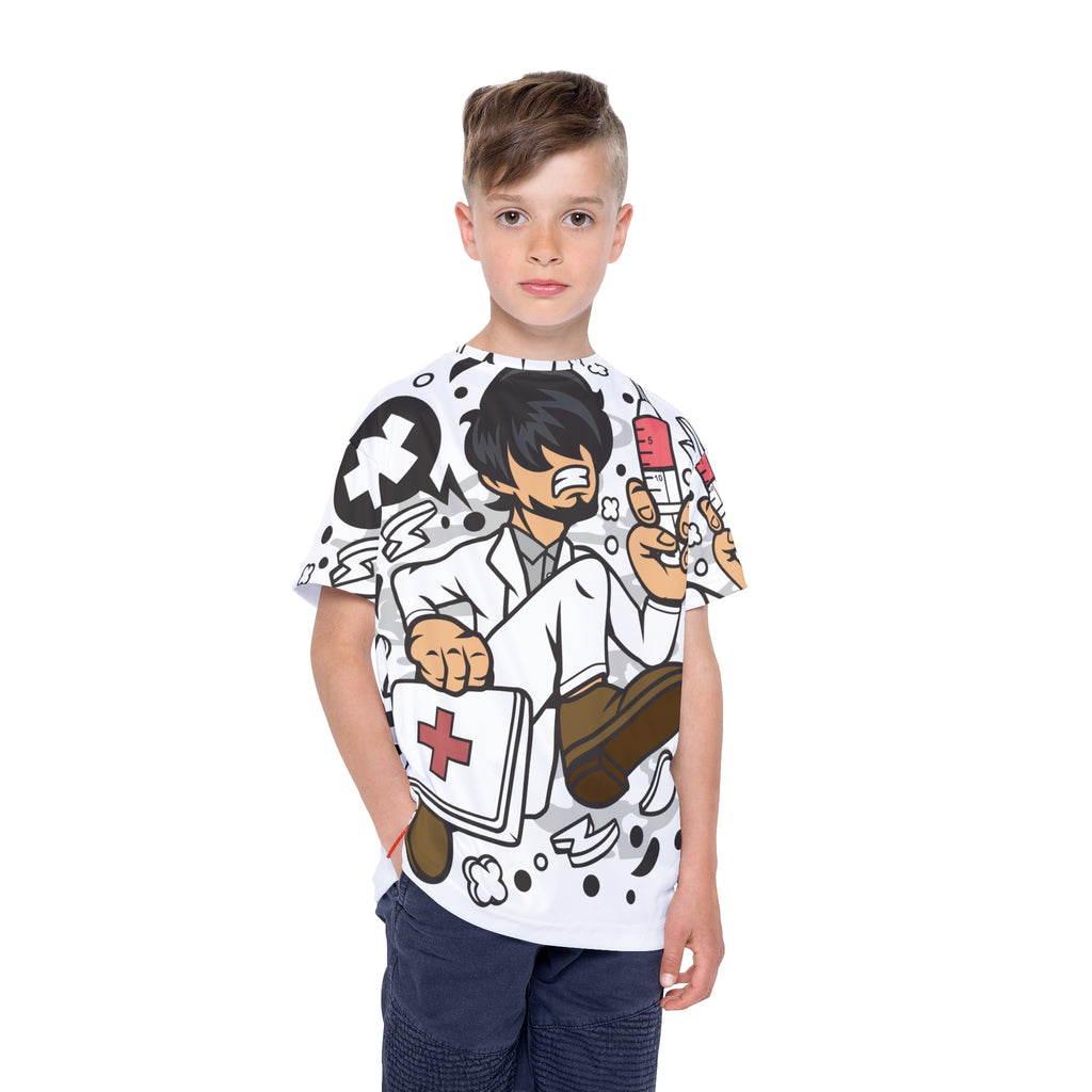 Kids Medical Nurse Cartoon Jersey — All-Over Print Pediatric Doctor Tee