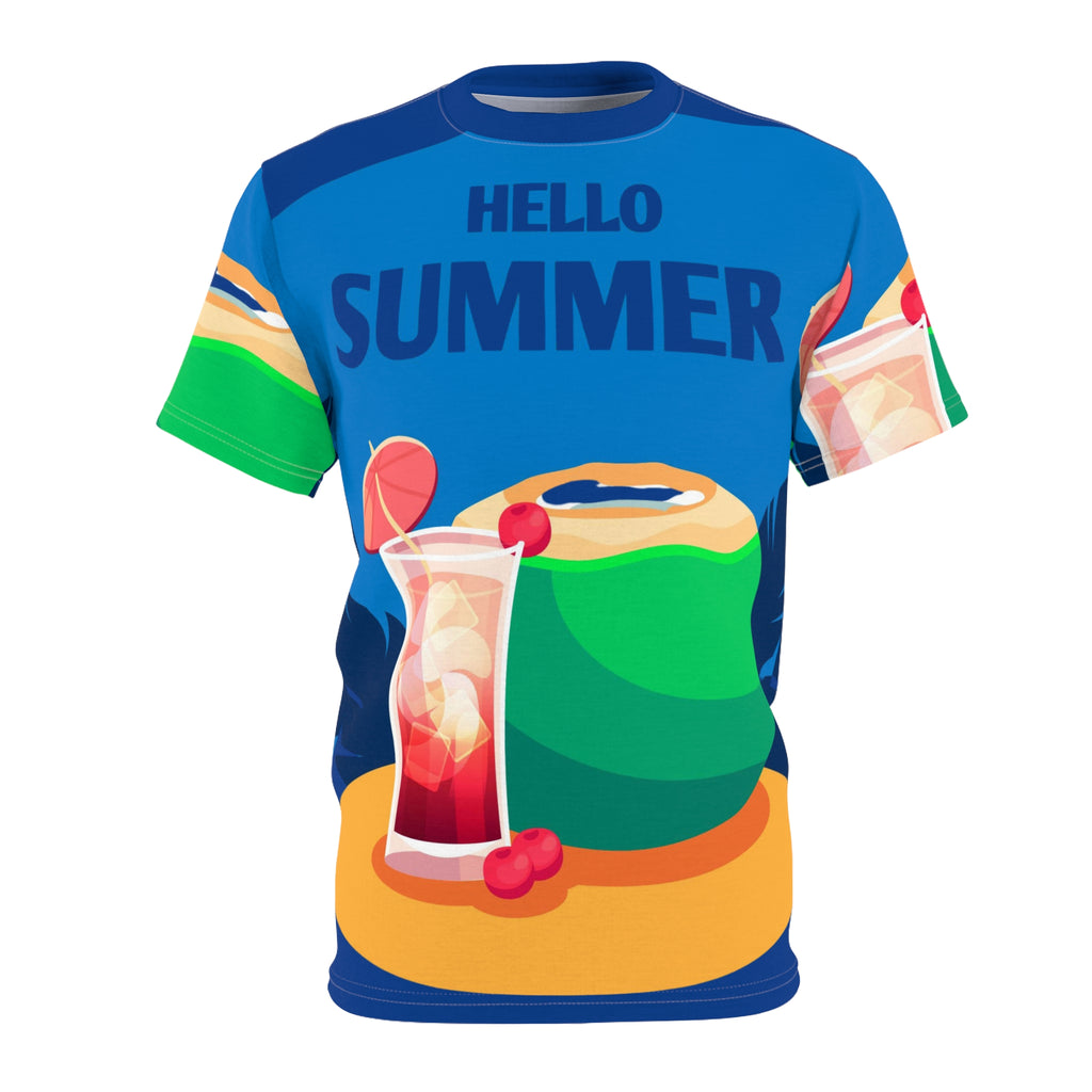 Hello Summer Tee — Tropical Coconut & Cocktail All-Over Print T-Shirt